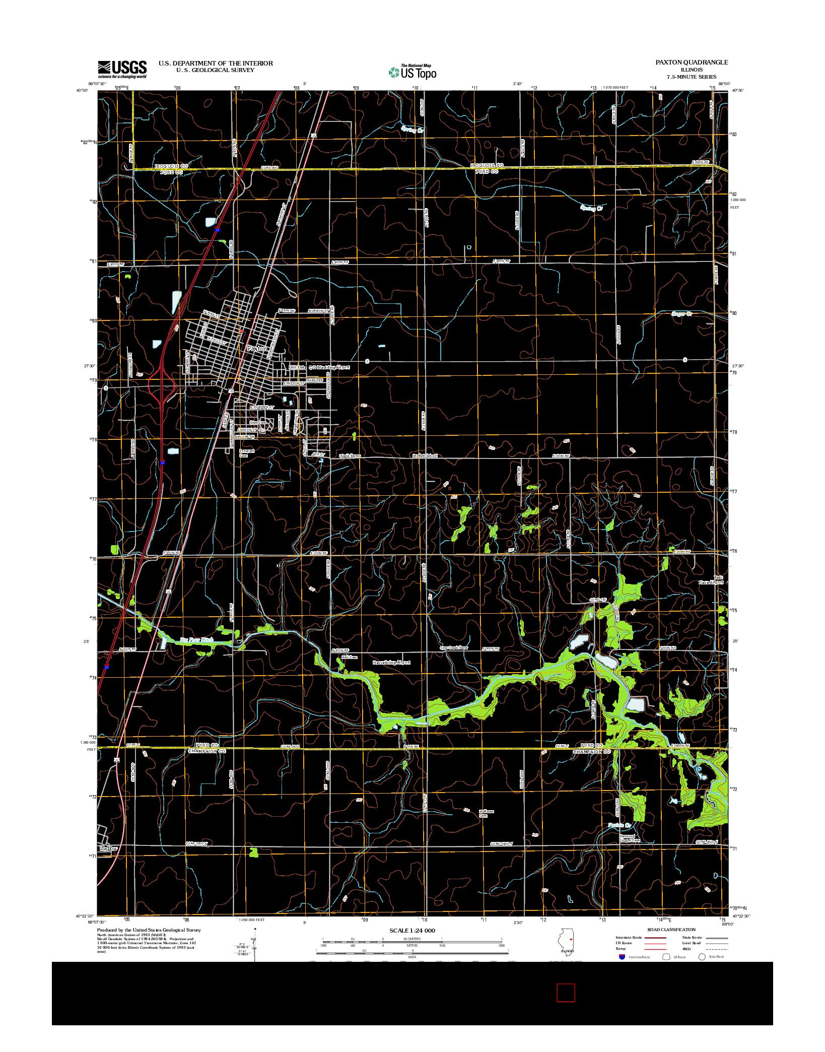 USGS US TOPO 7.5-MINUTE MAP FOR PAXTON, IL 2012