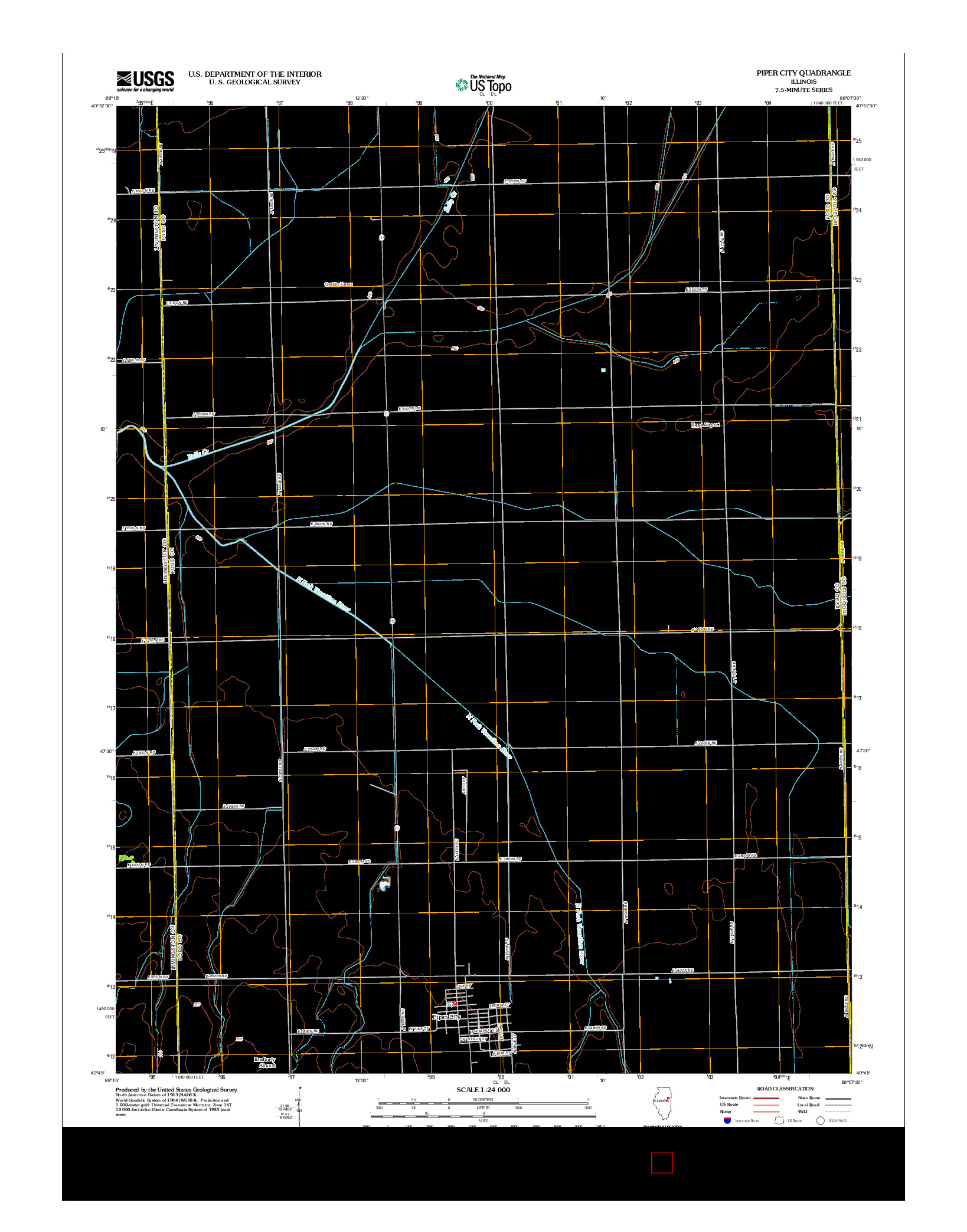 USGS US TOPO 7.5-MINUTE MAP FOR PIPER CITY, IL 2012