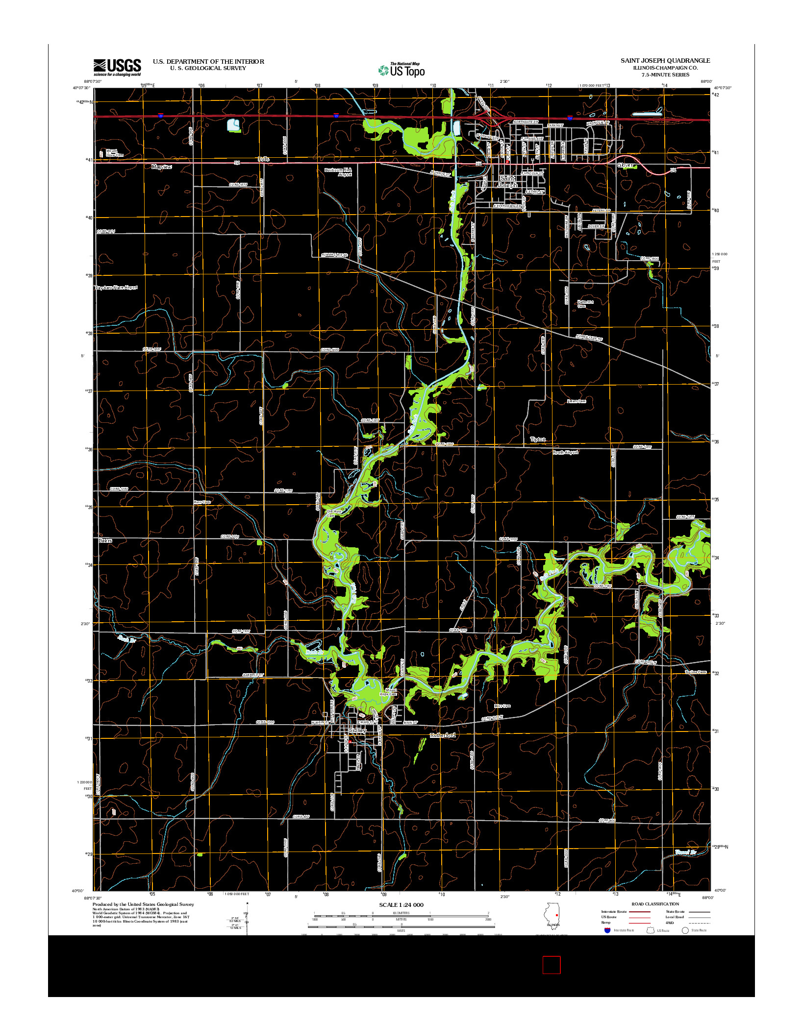 USGS US TOPO 7.5-MINUTE MAP FOR SAINT JOSEPH, IL 2012