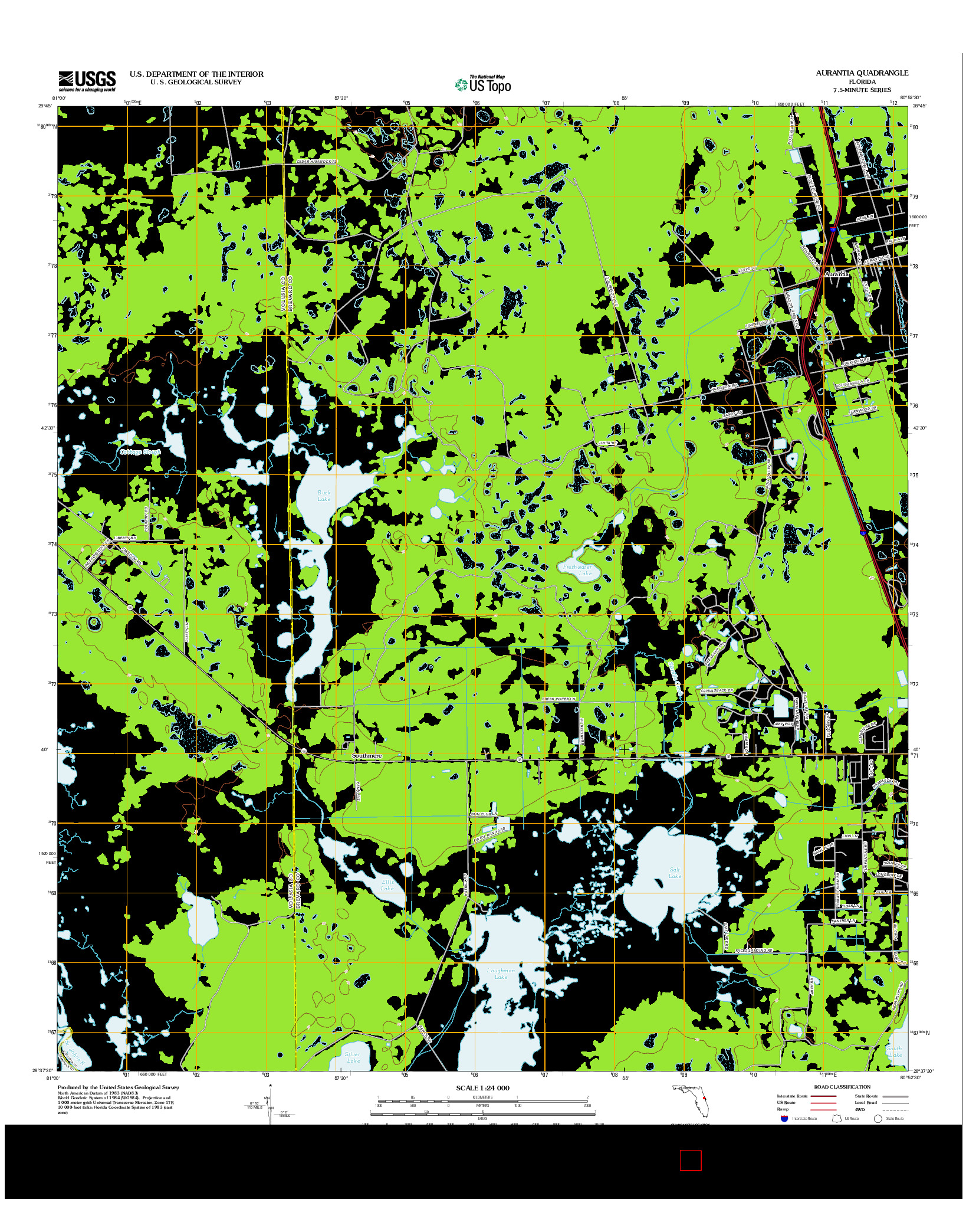 USGS US TOPO 7.5-MINUTE MAP FOR AURANTIA, FL 2012