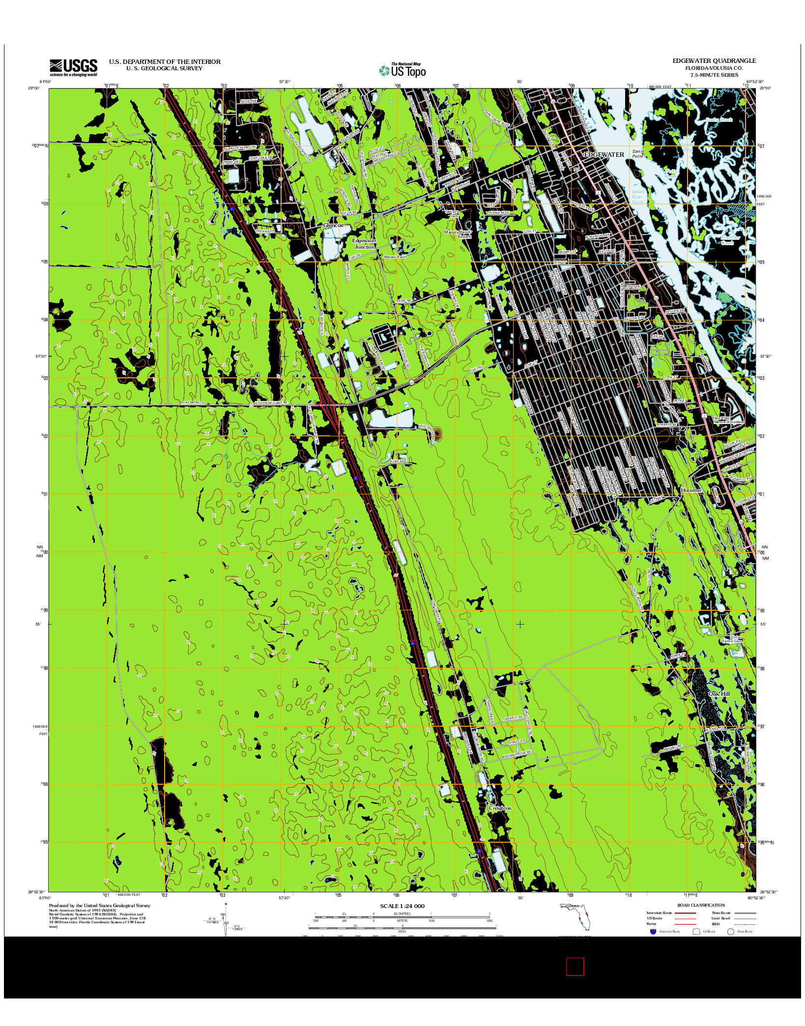 USGS US TOPO 7.5-MINUTE MAP FOR EDGEWATER, FL 2012