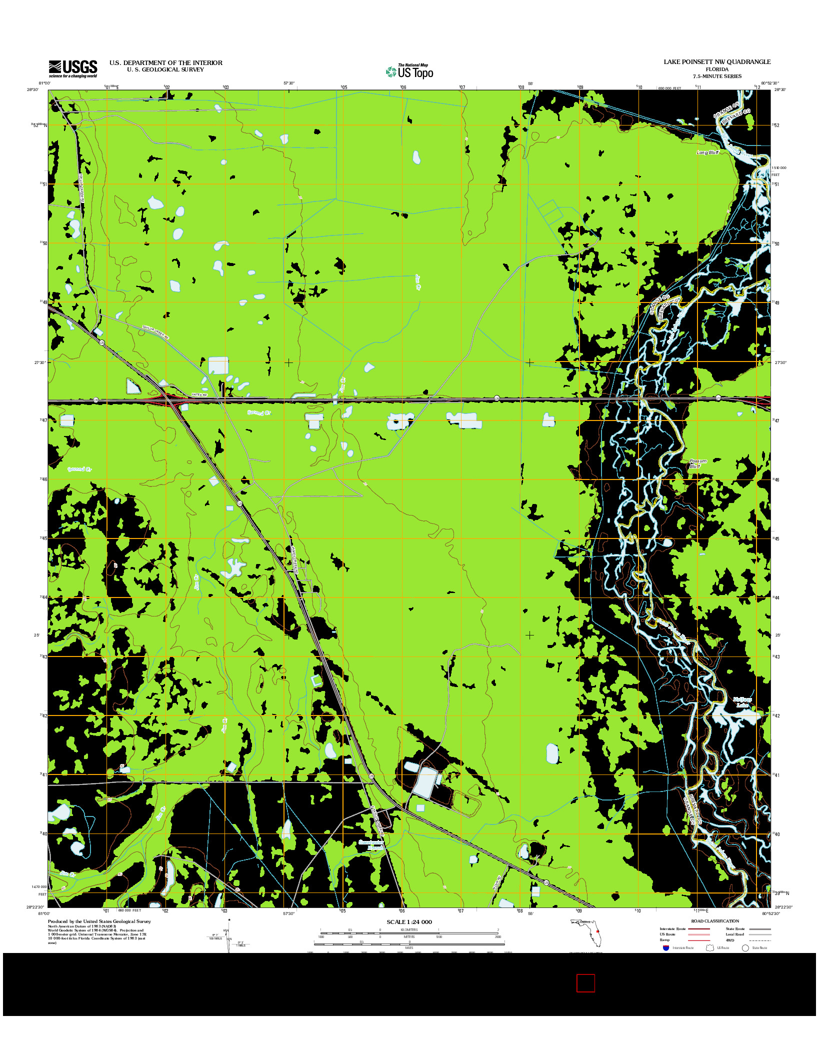 USGS US TOPO 7.5-MINUTE MAP FOR LAKE POINSETT NW, FL 2012