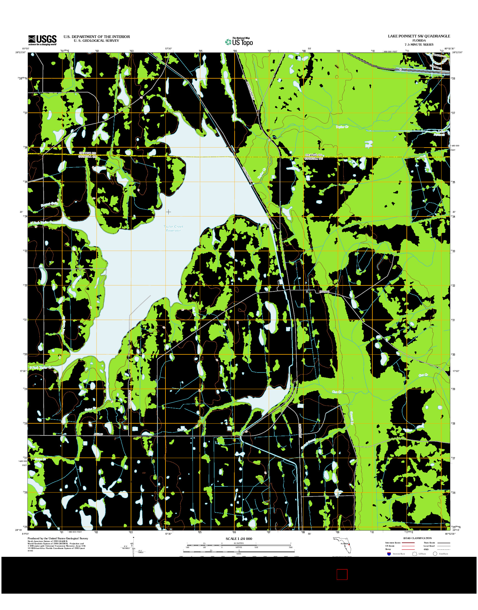 USGS US TOPO 7.5-MINUTE MAP FOR LAKE POINSETT SW, FL 2012