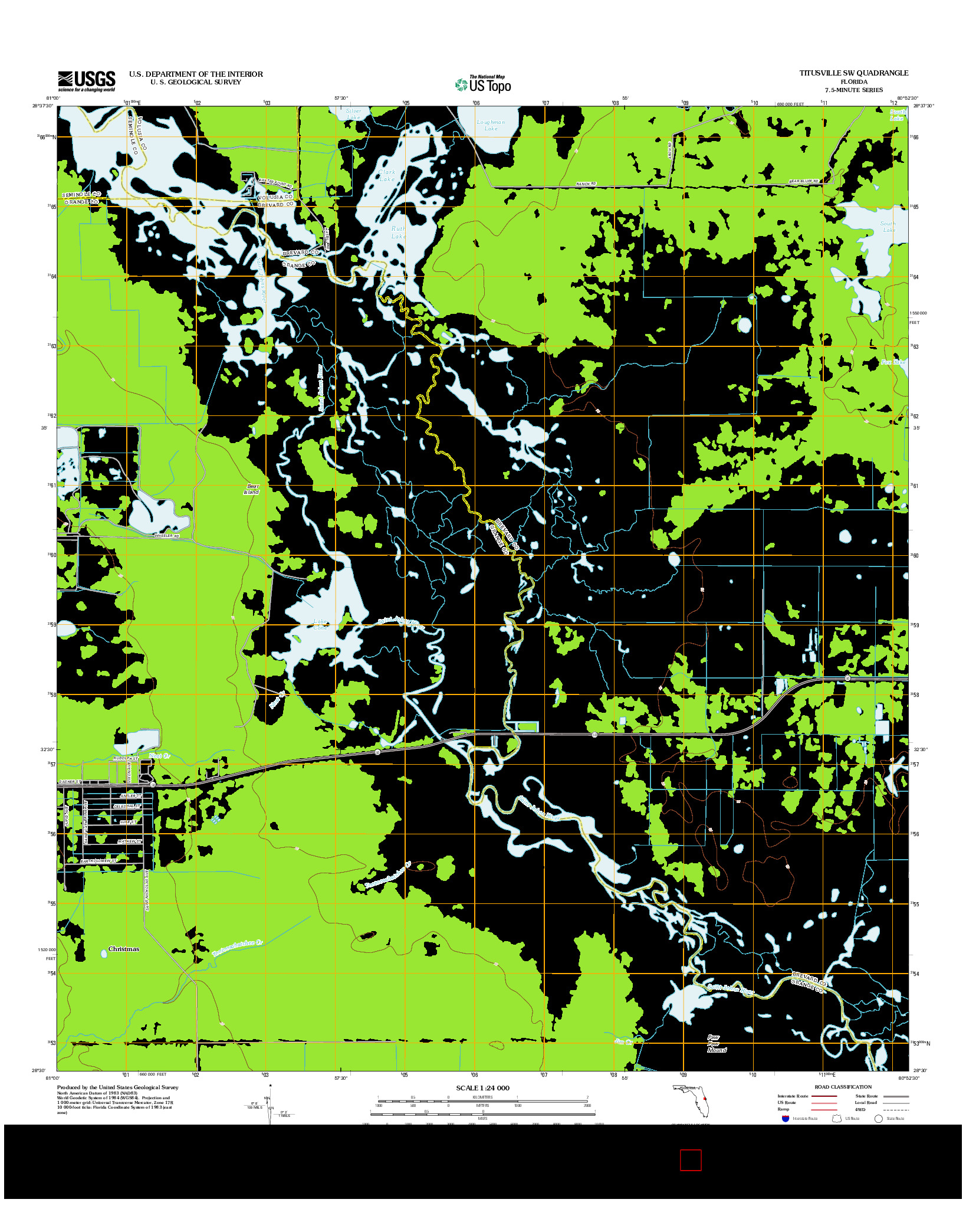 USGS US TOPO 7.5-MINUTE MAP FOR TITUSVILLE SW, FL 2012