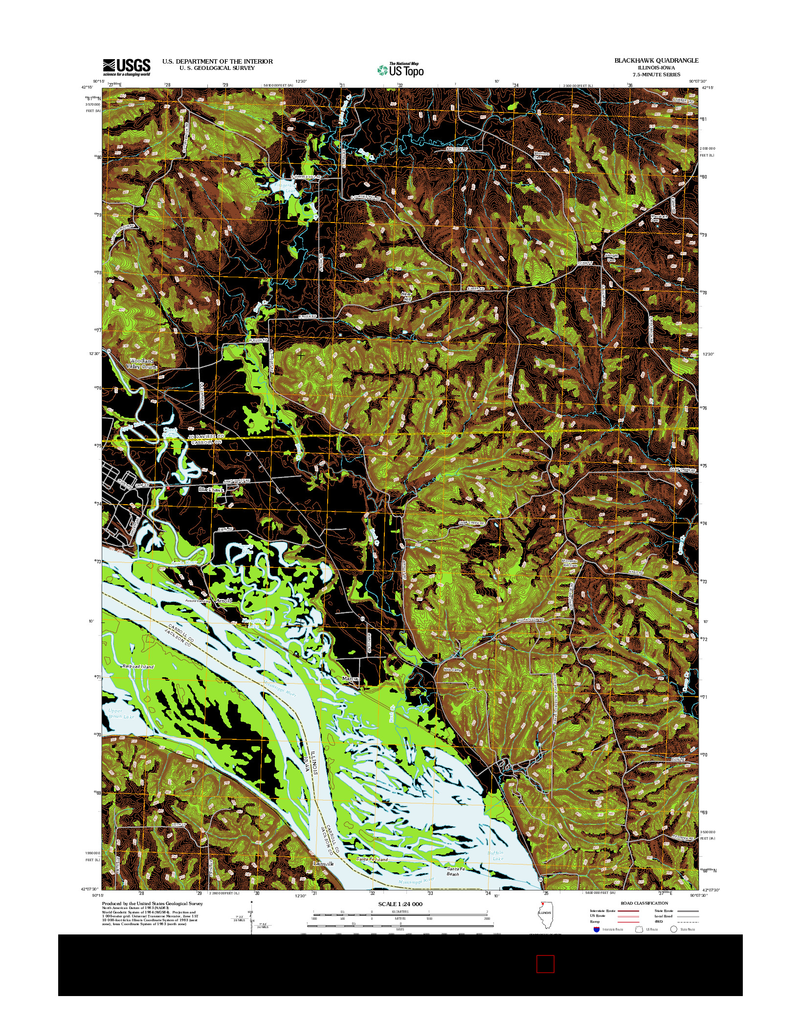 USGS US TOPO 7.5-MINUTE MAP FOR BLACKHAWK, IL-IA 2012