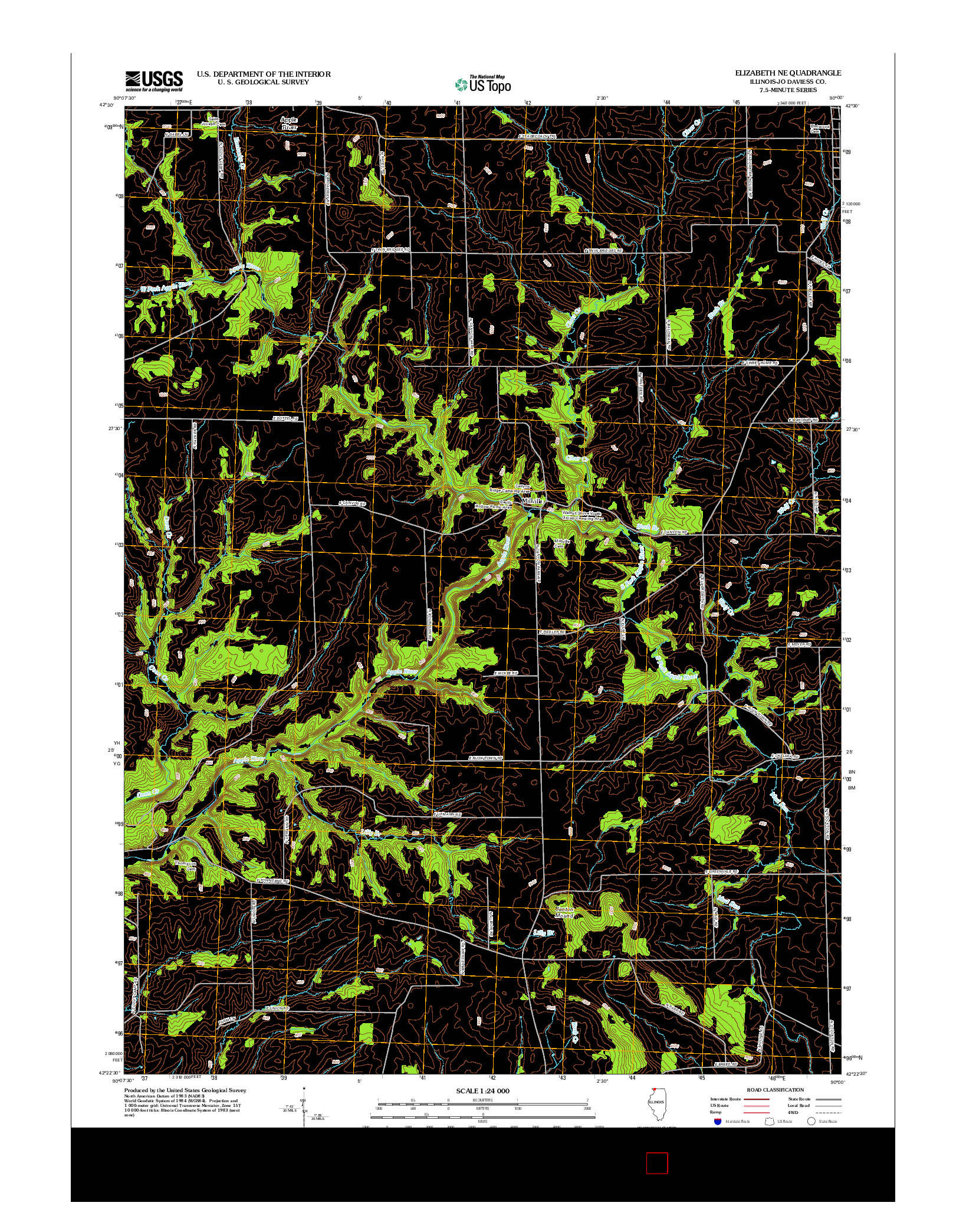 USGS US TOPO 7.5-MINUTE MAP FOR ELIZABETH NE, IL 2012