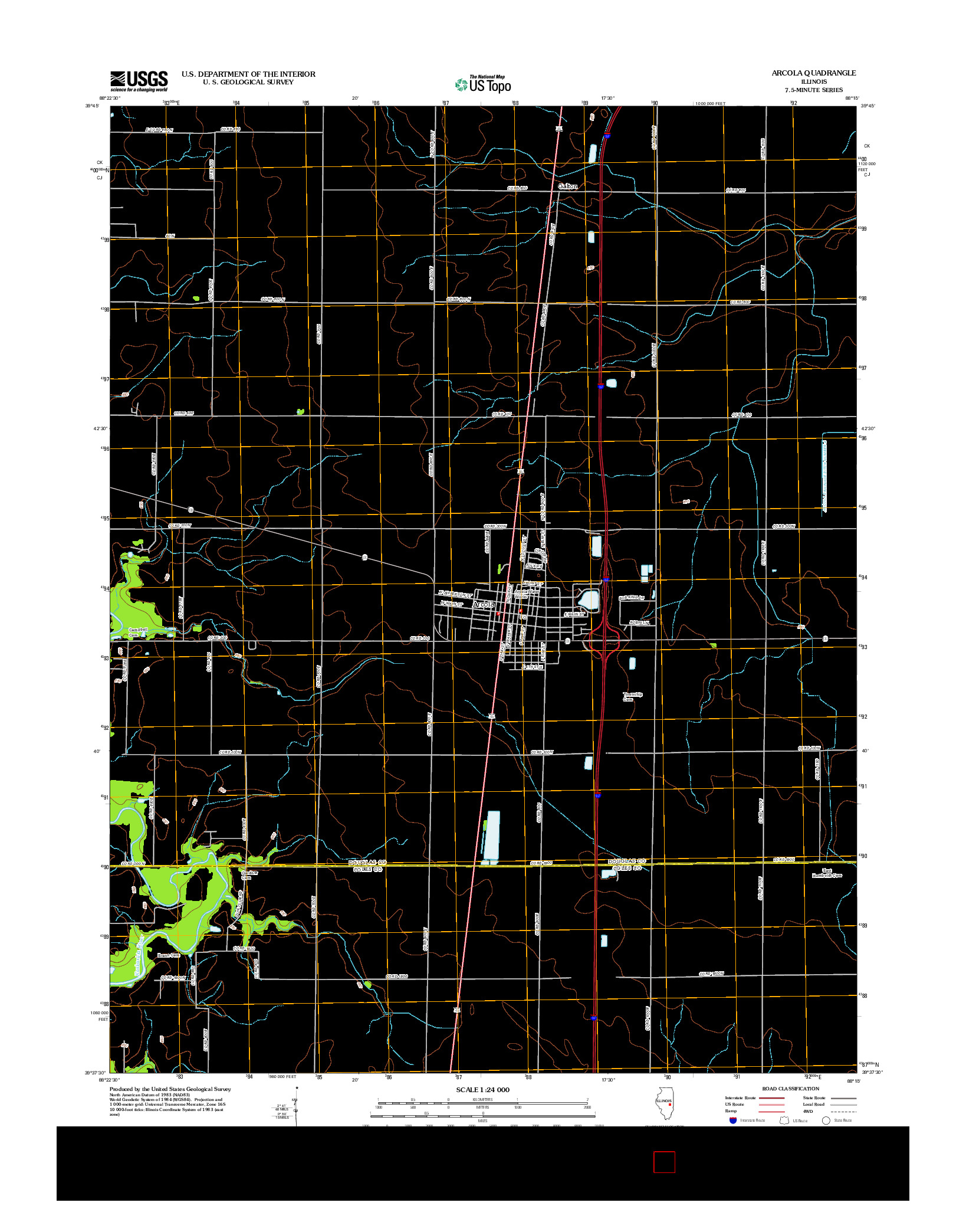 USGS US TOPO 7.5-MINUTE MAP FOR ARCOLA, IL 2012