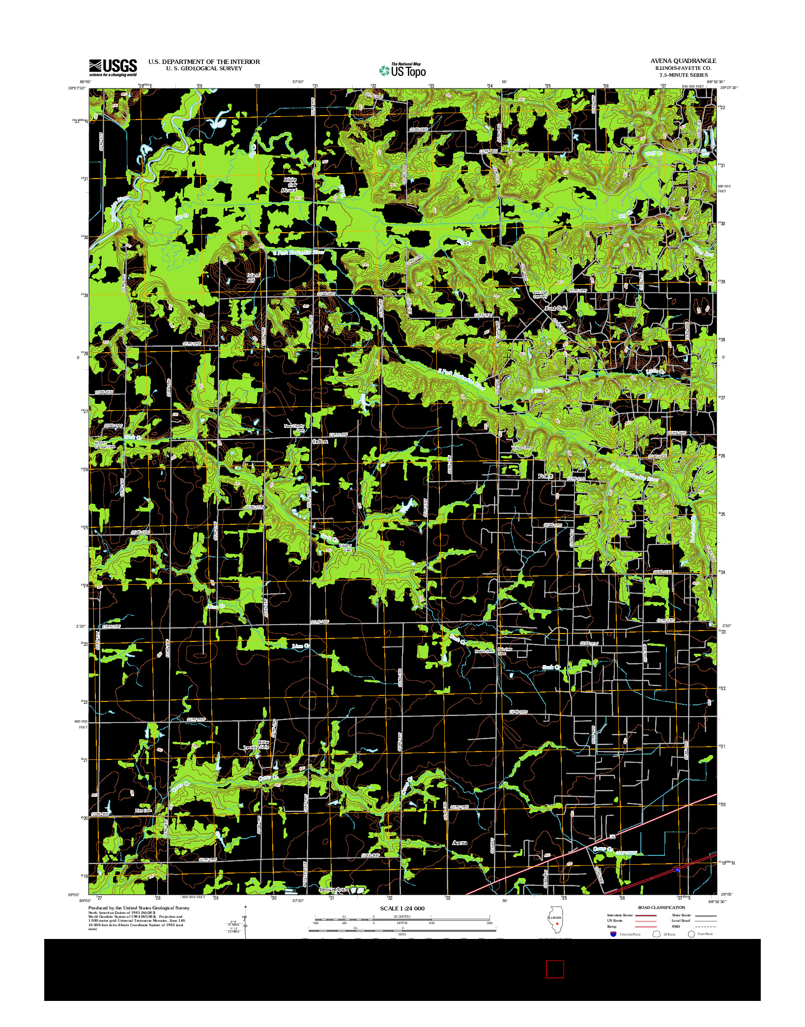 USGS US TOPO 7.5-MINUTE MAP FOR AVENA, IL 2012