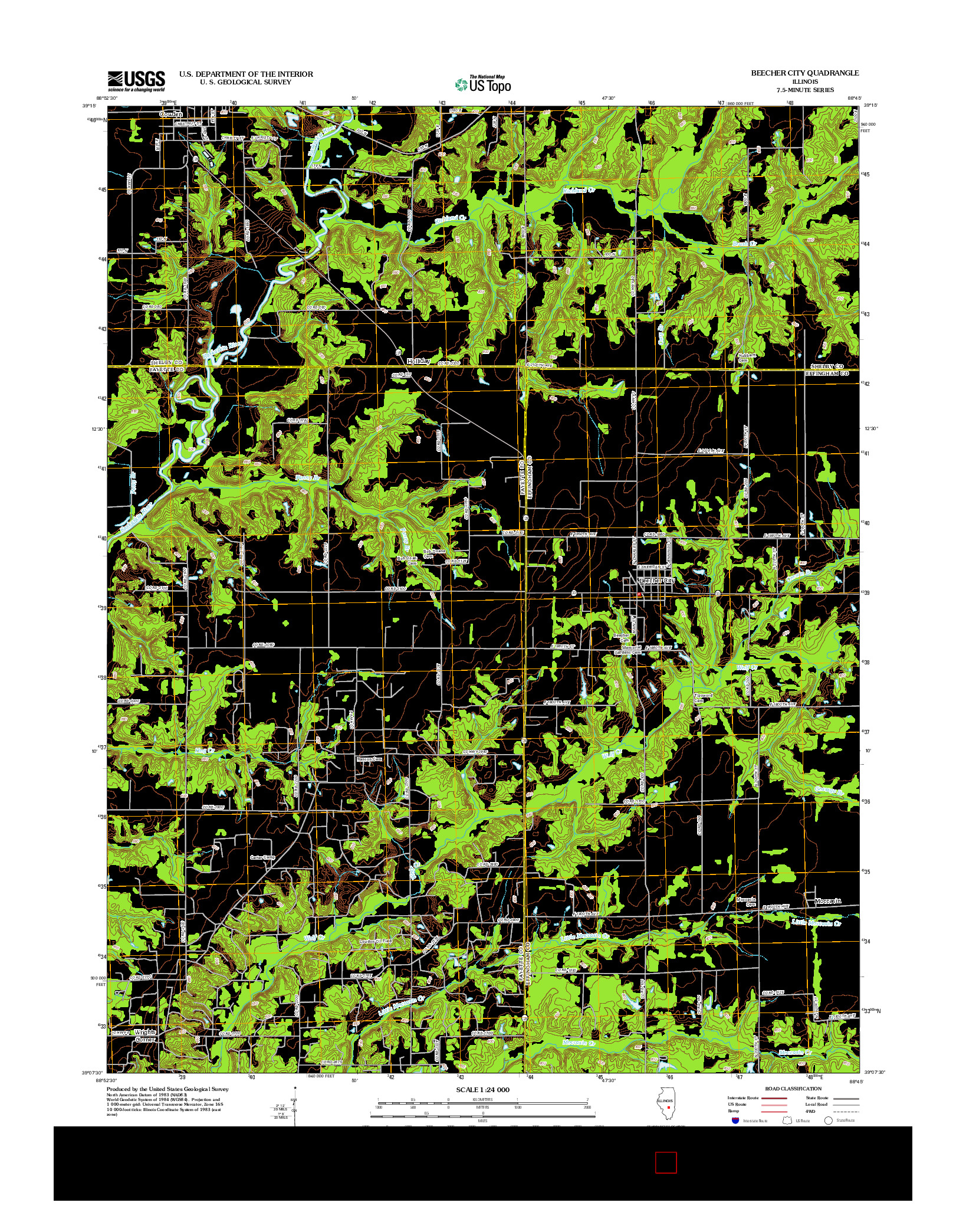 USGS US TOPO 7.5-MINUTE MAP FOR BEECHER CITY, IL 2012