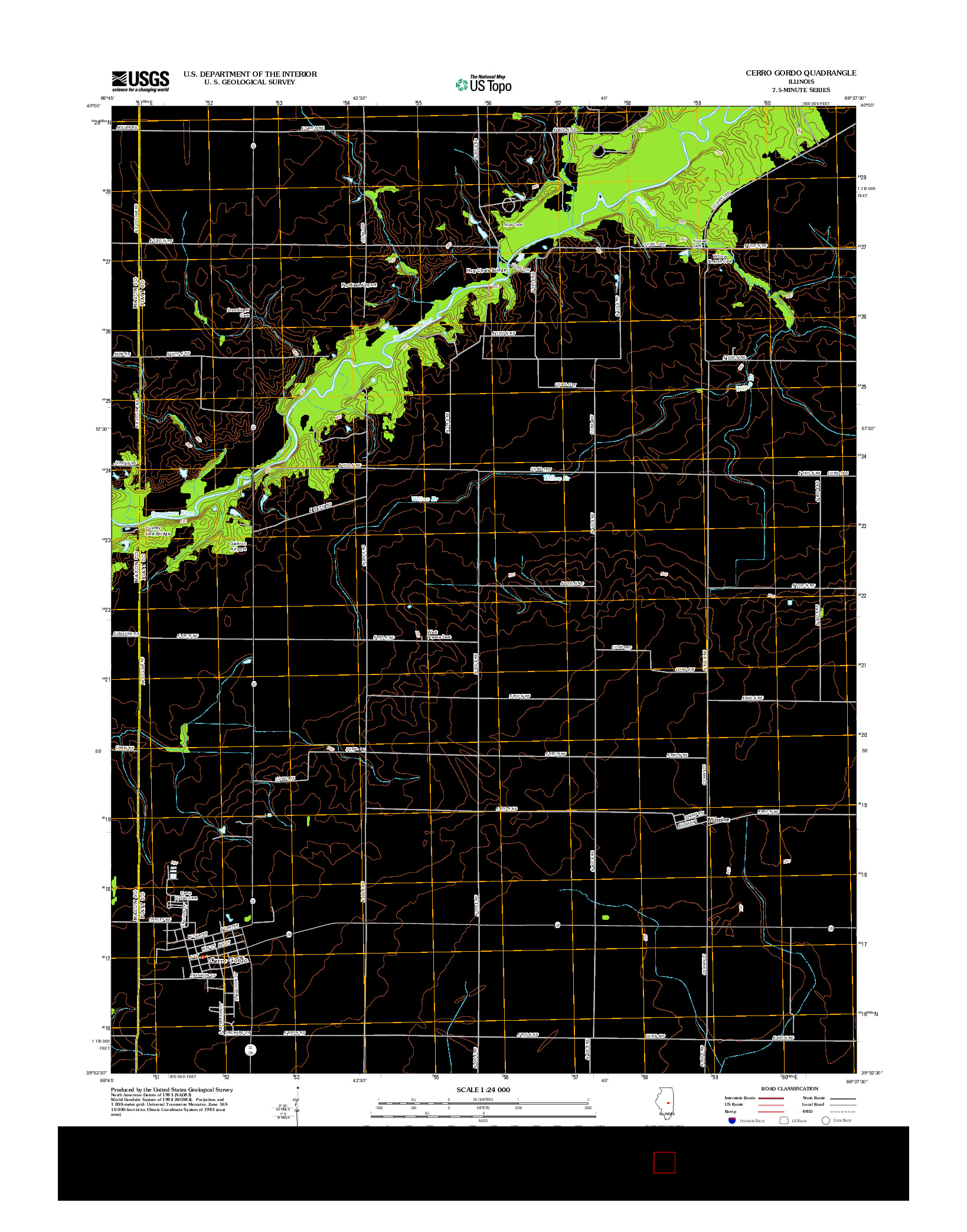 USGS US TOPO 7.5-MINUTE MAP FOR CERRO GORDO, IL 2012