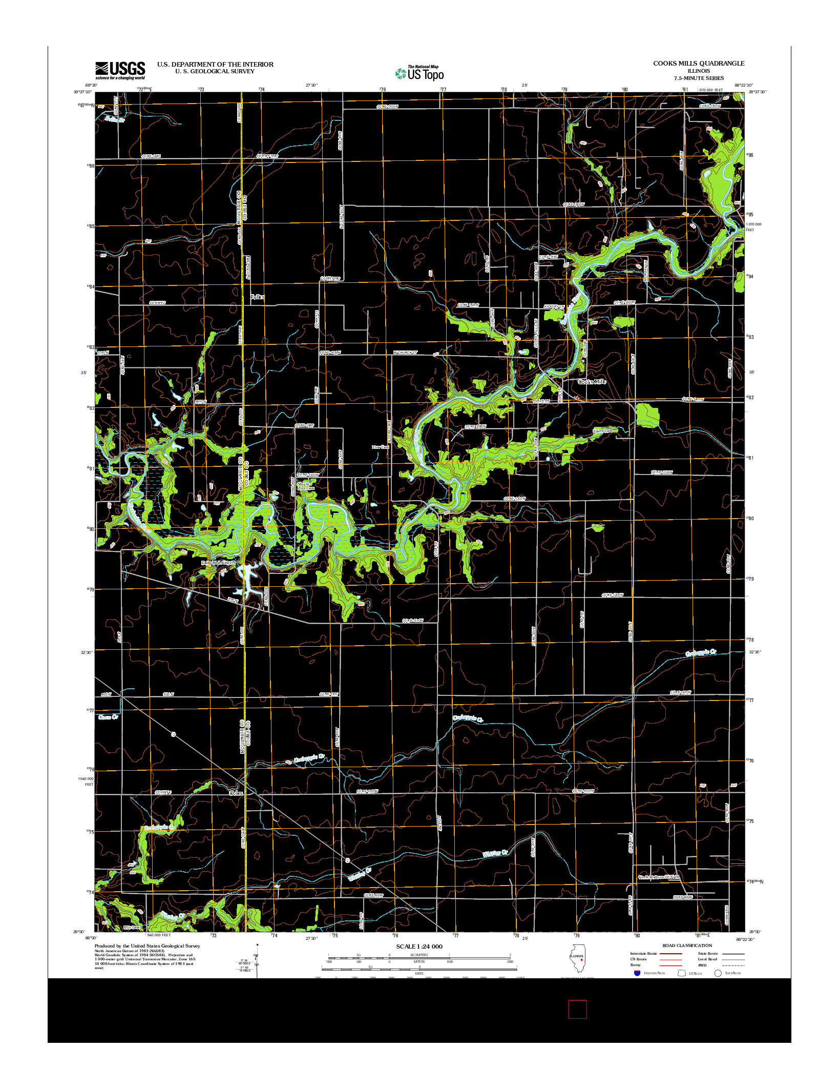 USGS US TOPO 7.5-MINUTE MAP FOR COOKS MILLS, IL 2012