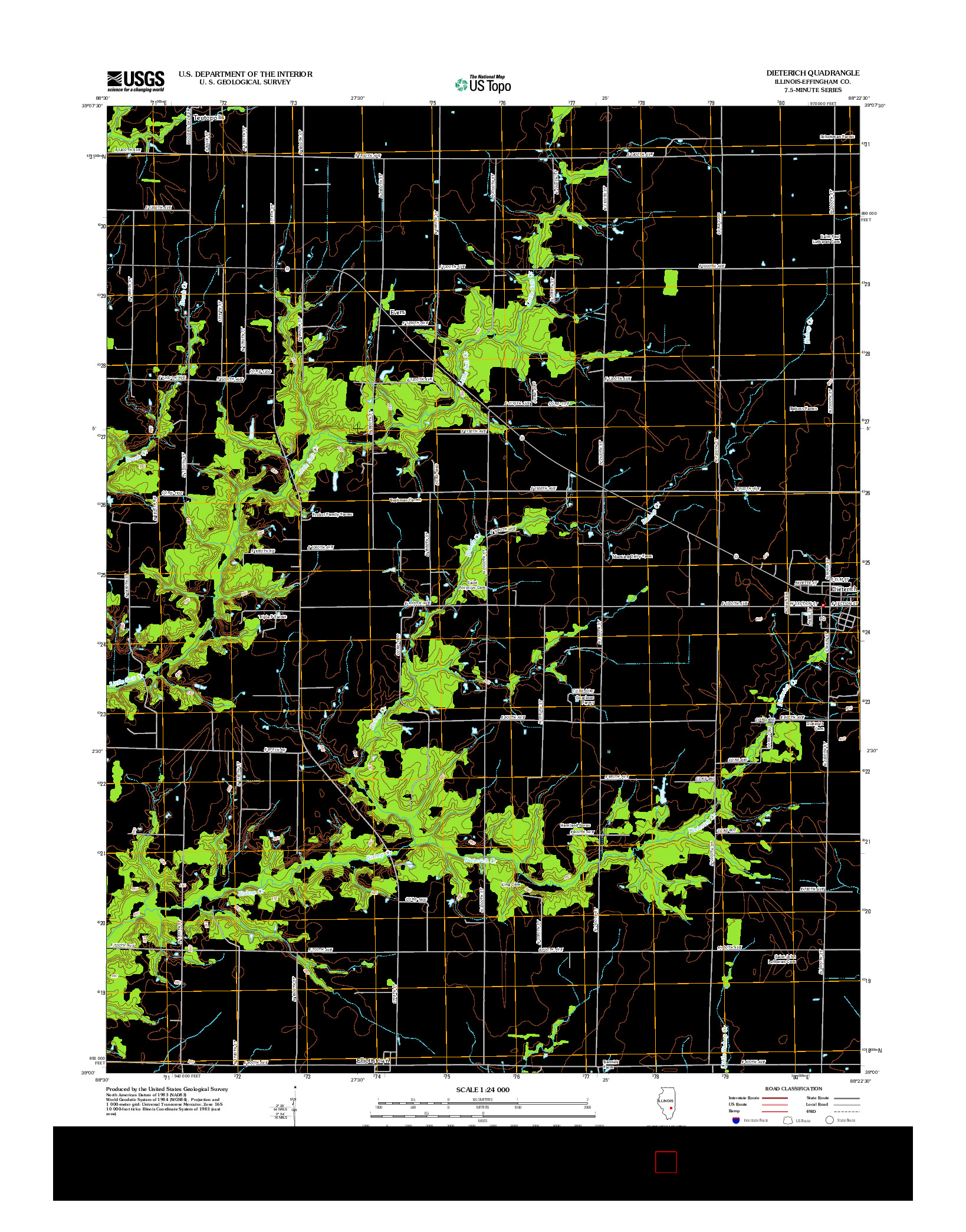 USGS US TOPO 7.5-MINUTE MAP FOR DIETERICH, IL 2012