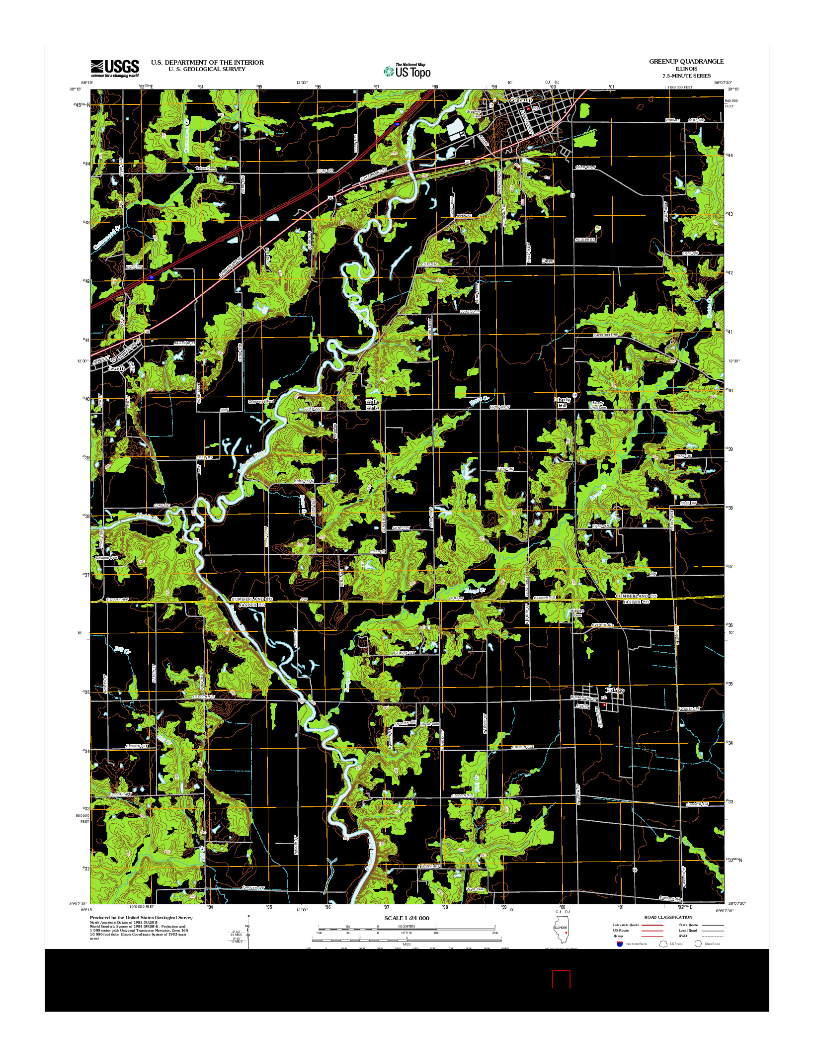 USGS US TOPO 7.5-MINUTE MAP FOR GREENUP, IL 2012