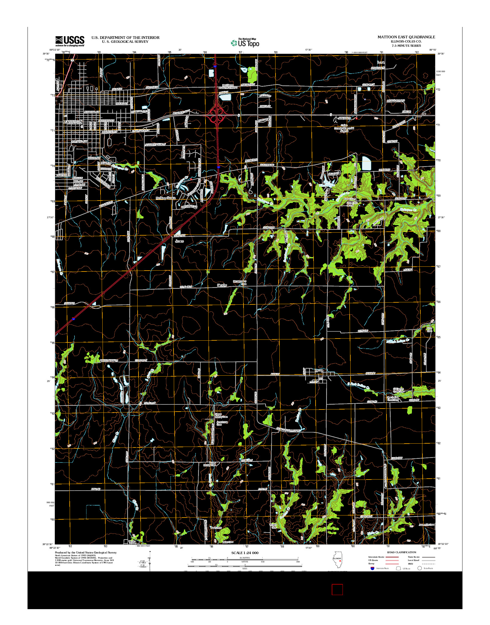USGS US TOPO 7.5-MINUTE MAP FOR MATTOON EAST, IL 2012