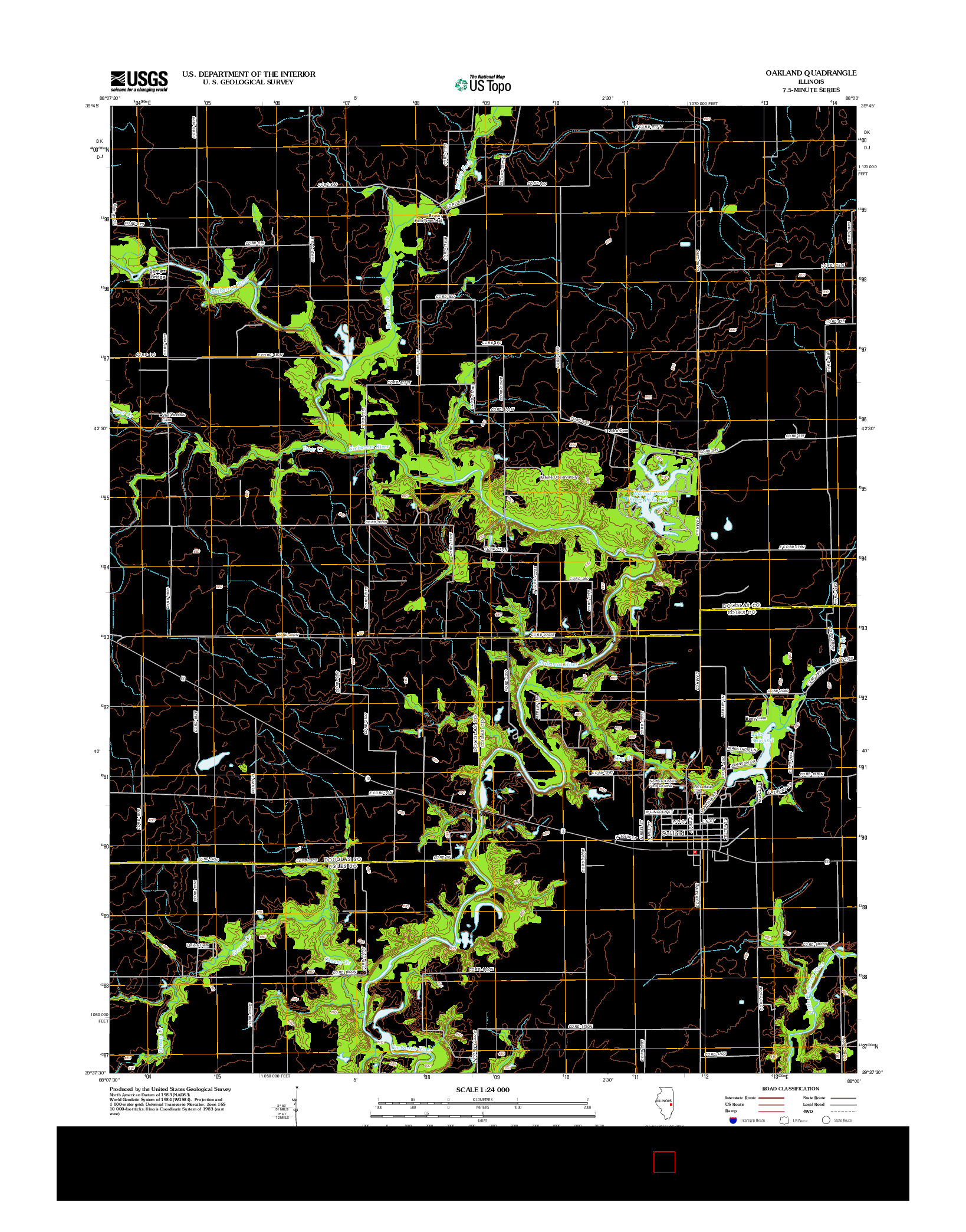 USGS US TOPO 7.5-MINUTE MAP FOR OAKLAND, IL 2012