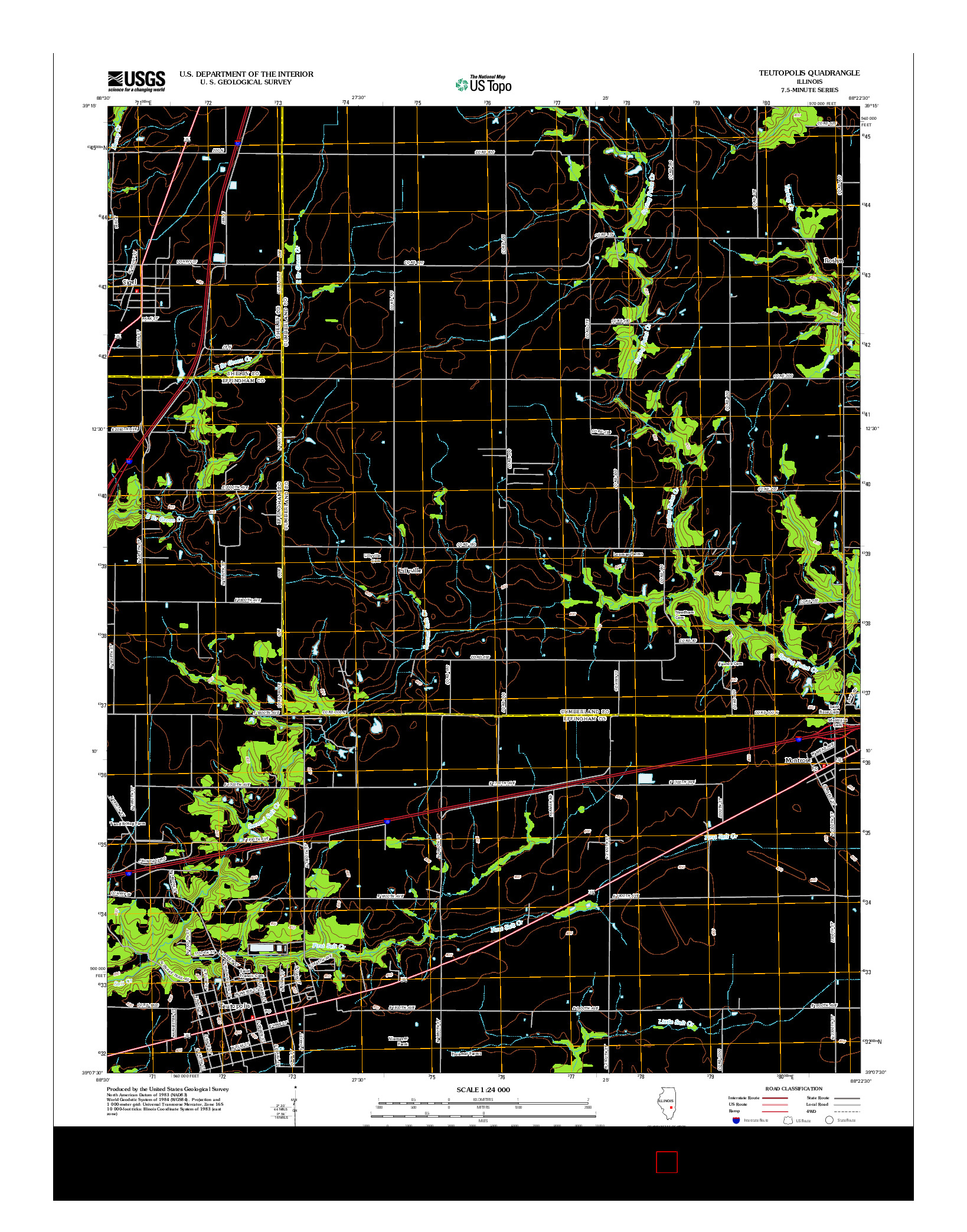 USGS US TOPO 7.5-MINUTE MAP FOR TEUTOPOLIS, IL 2012