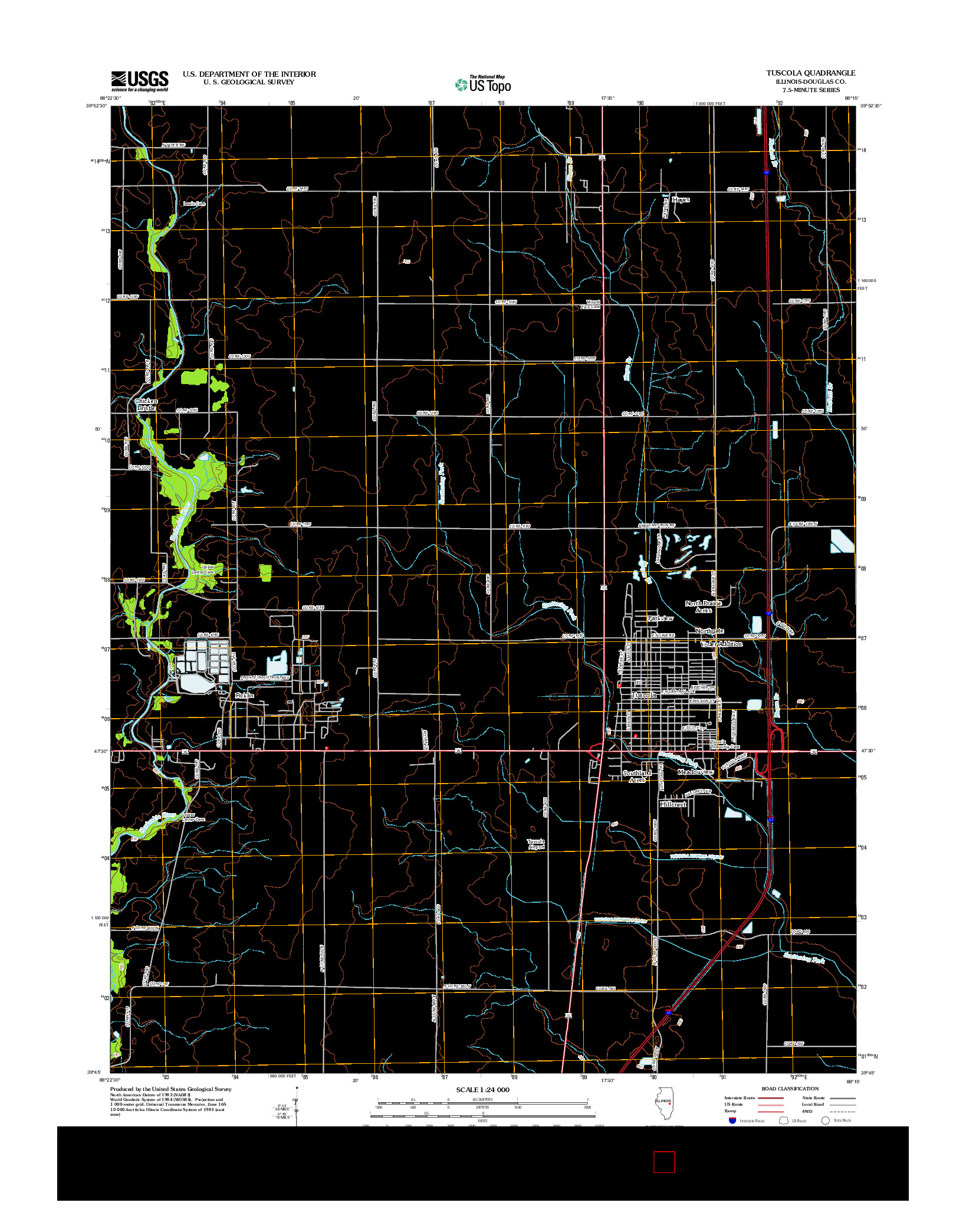USGS US TOPO 7.5-MINUTE MAP FOR TUSCOLA, IL 2012