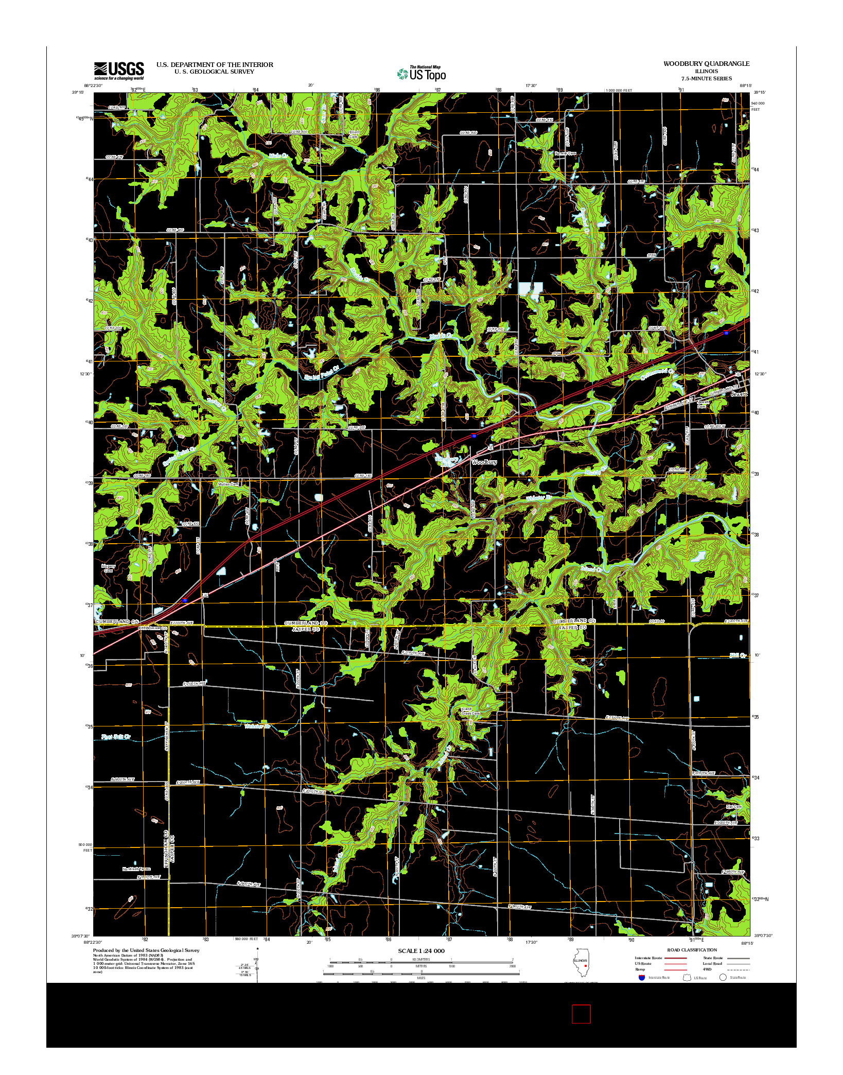 USGS US TOPO 7.5-MINUTE MAP FOR WOODBURY, IL 2012