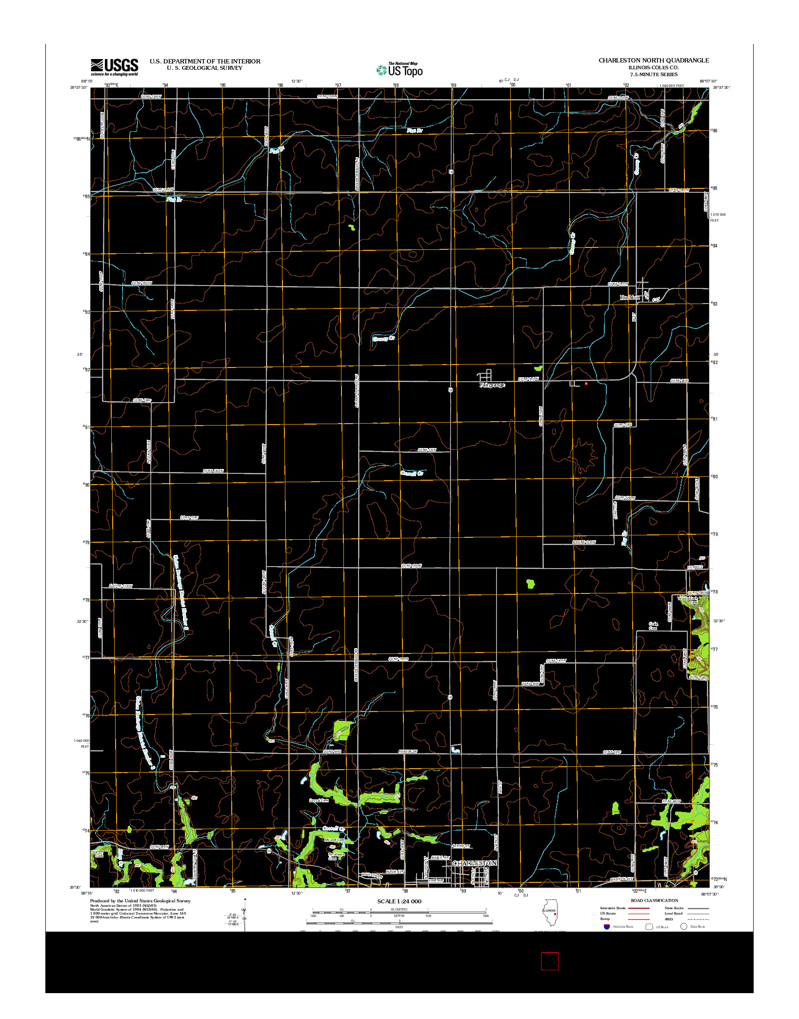 USGS US TOPO 7.5-MINUTE MAP FOR CHARLESTON NORTH, IL 2012