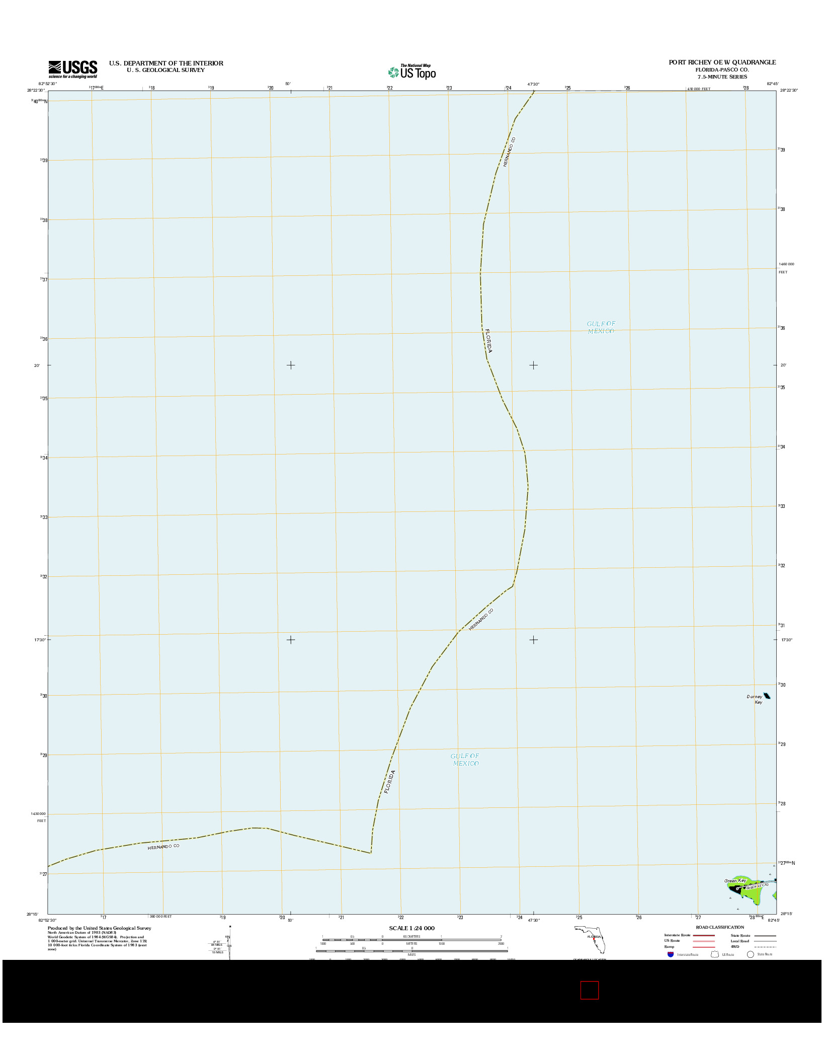 USGS US TOPO 7.5-MINUTE MAP FOR PORT RICHEY OE W, FL 2012