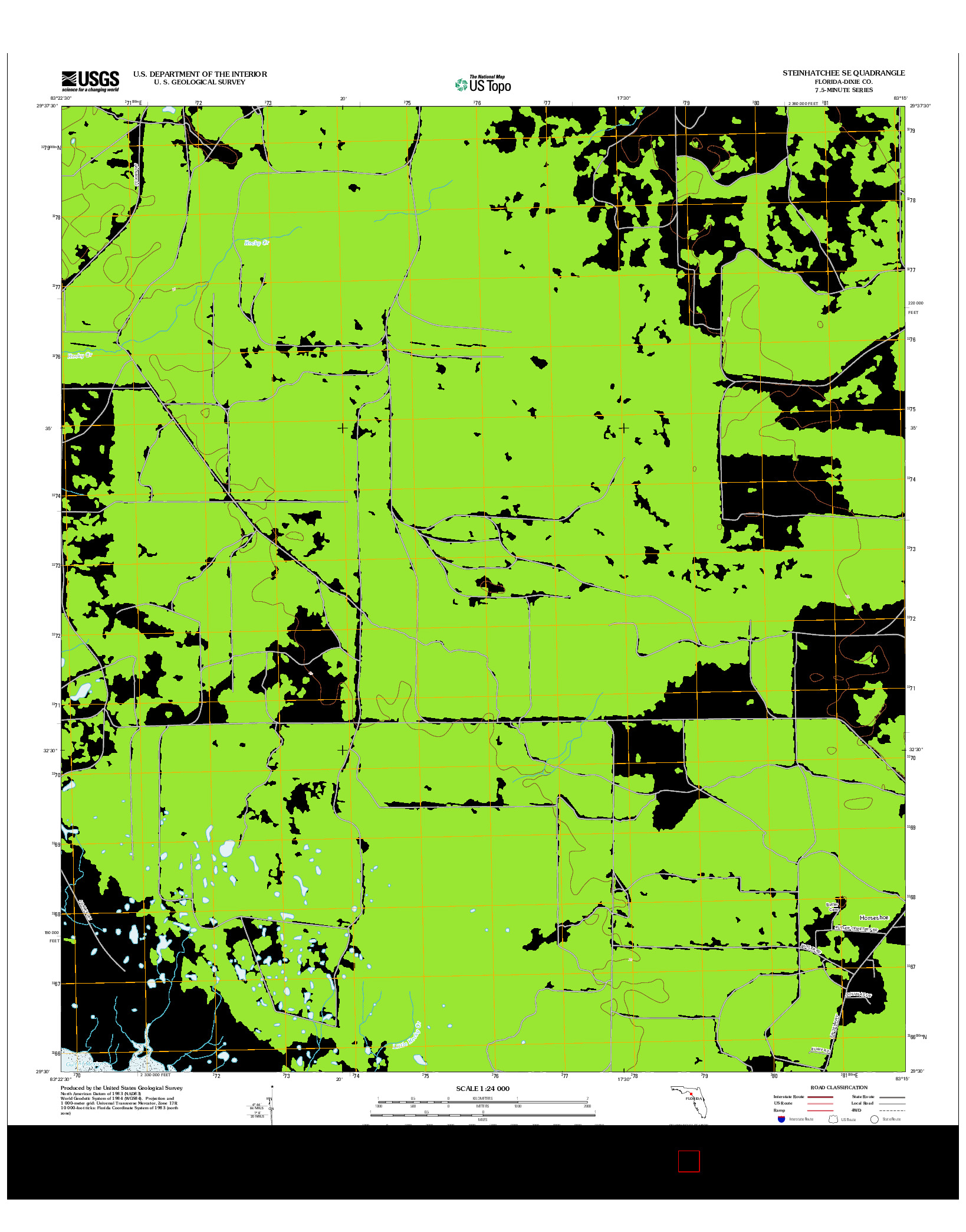 USGS US TOPO 7.5-MINUTE MAP FOR STEINHATCHEE SE, FL 2012