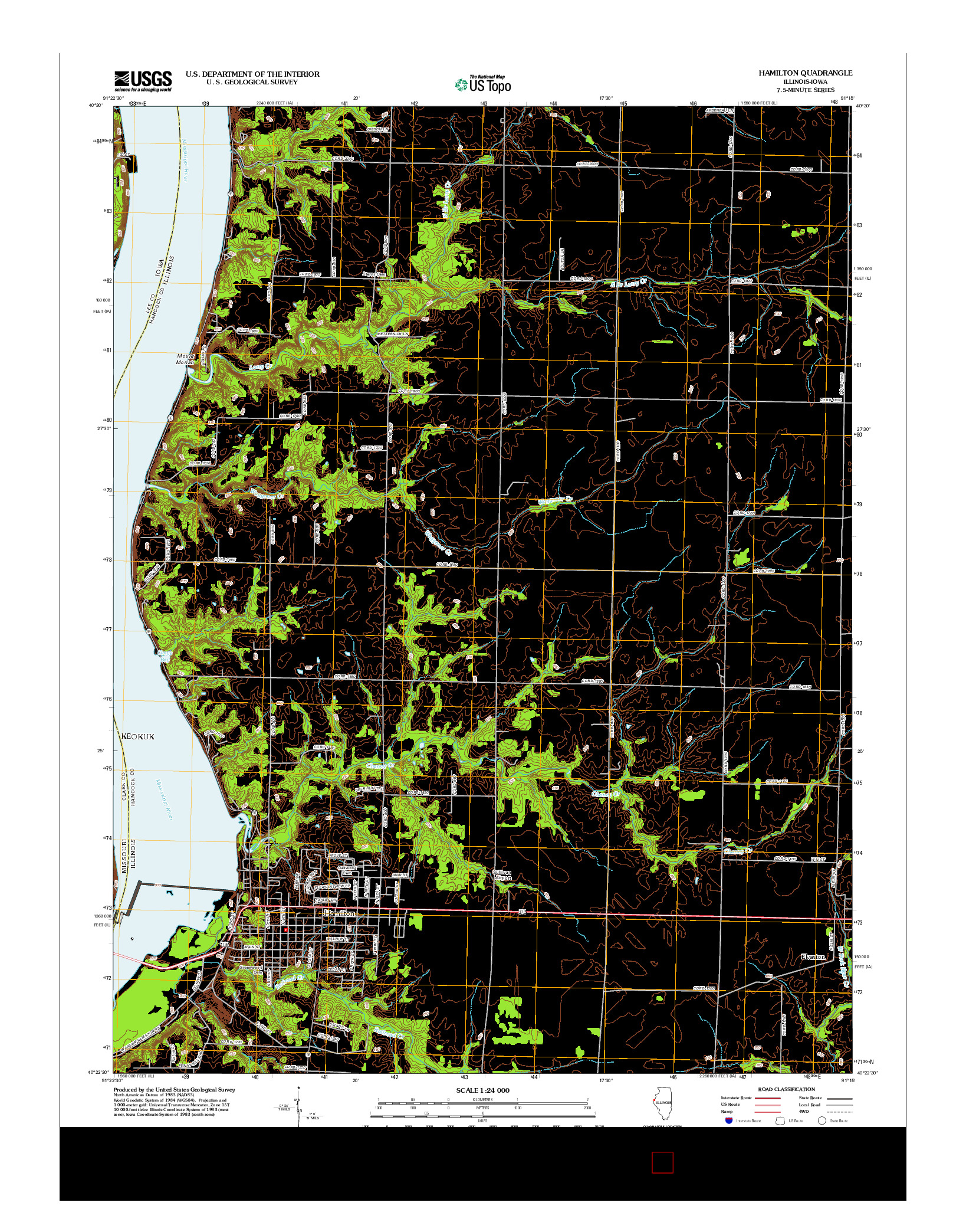 USGS US TOPO 7.5-MINUTE MAP FOR HAMILTON, IL-IA 2012