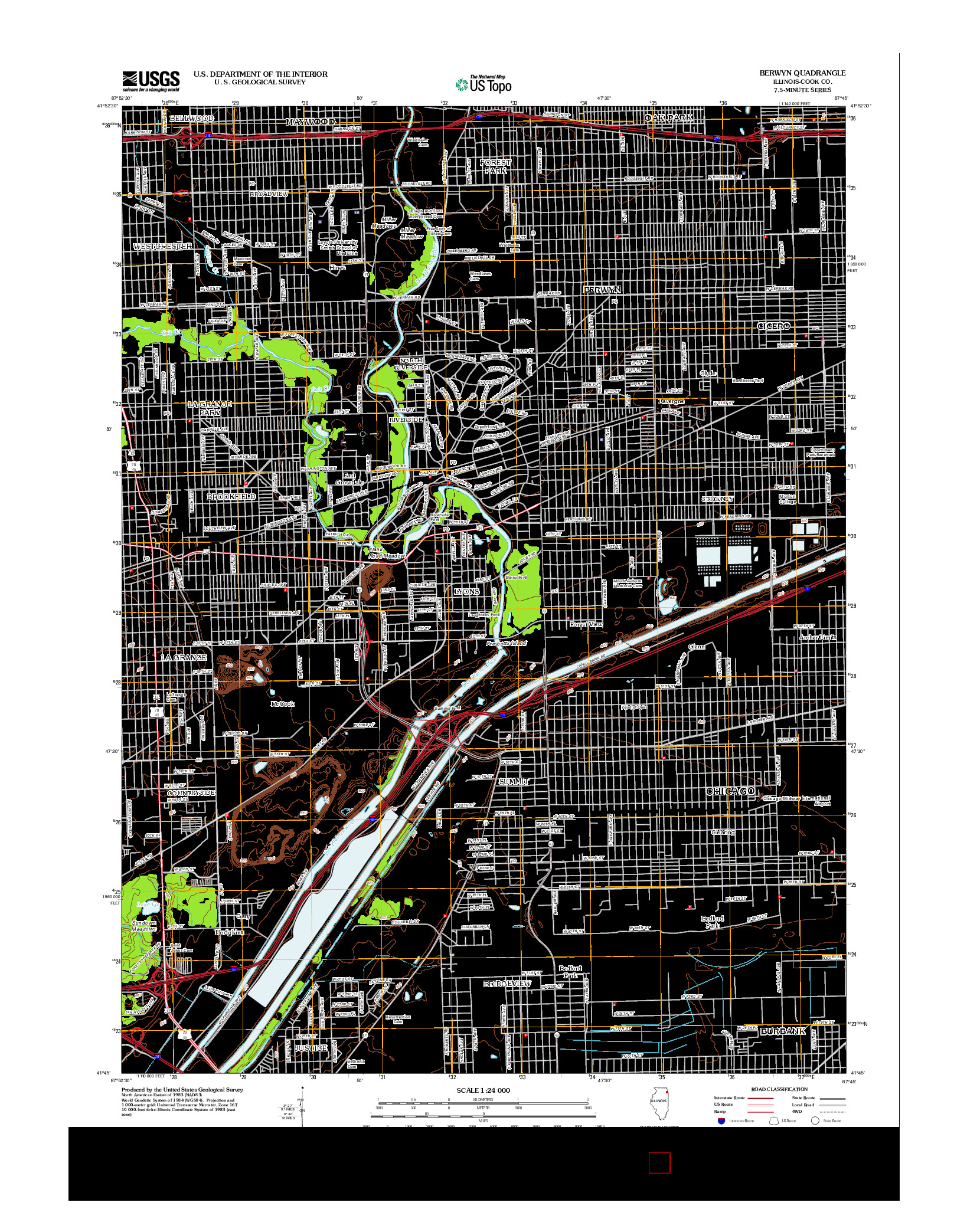 USGS US TOPO 7.5-MINUTE MAP FOR BERWYN, IL 2012