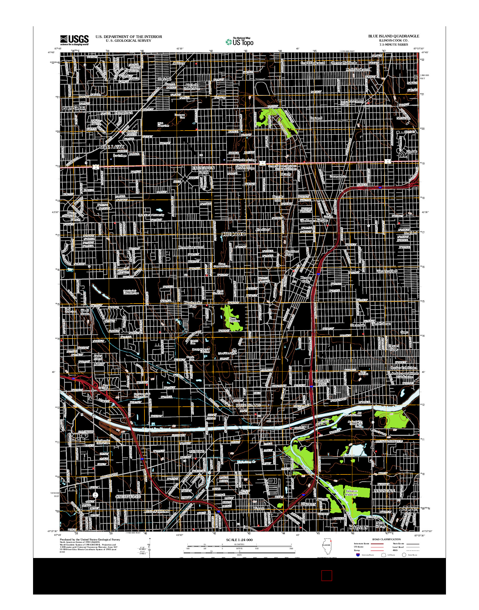 USGS US TOPO 7.5-MINUTE MAP FOR BLUE ISLAND, IL 2012