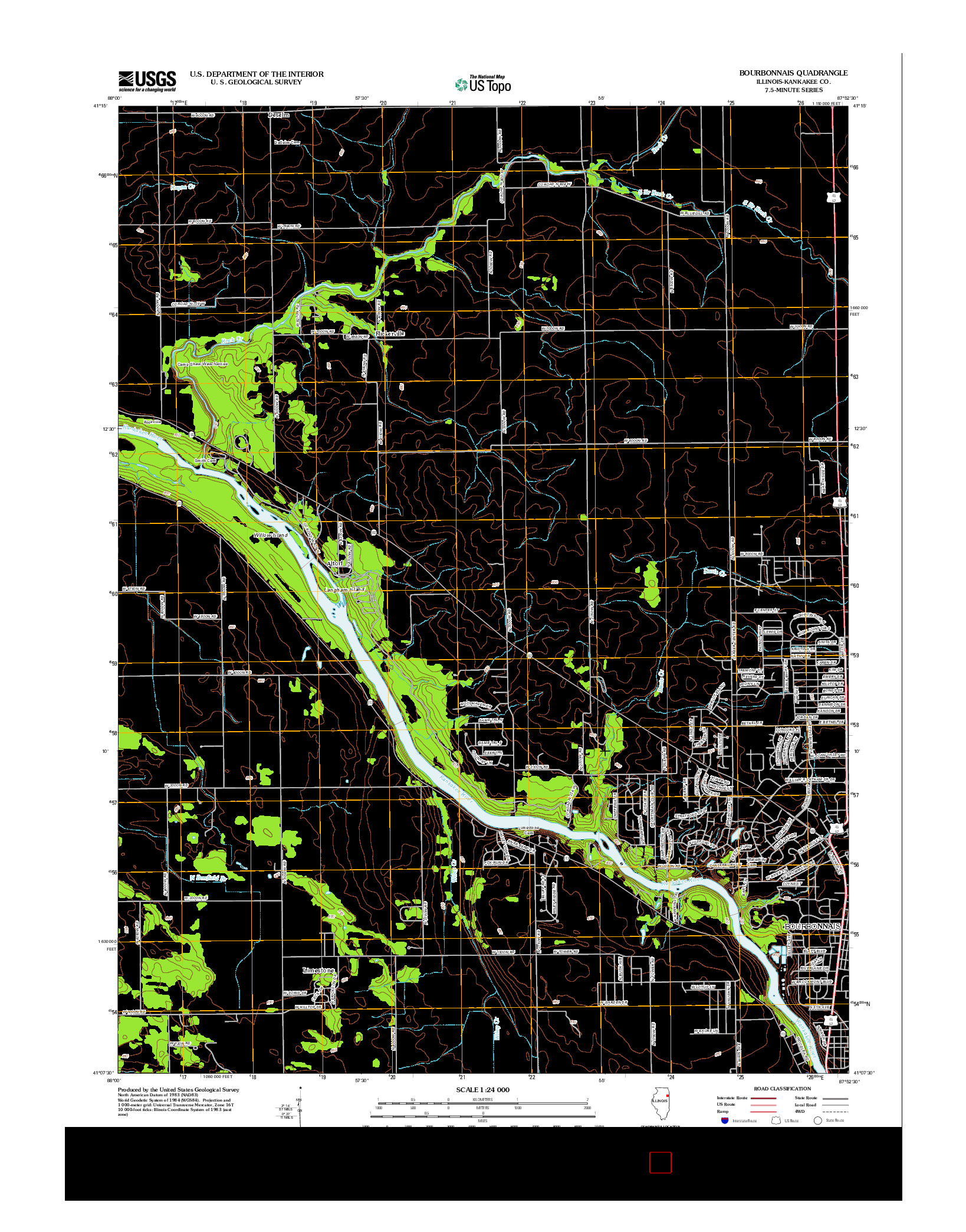 USGS US TOPO 7.5-MINUTE MAP FOR BOURBONNAIS, IL 2012