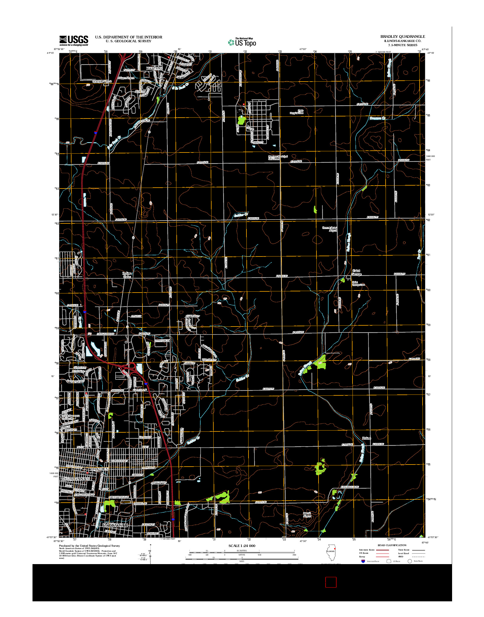 USGS US TOPO 7.5-MINUTE MAP FOR BRADLEY, IL 2012