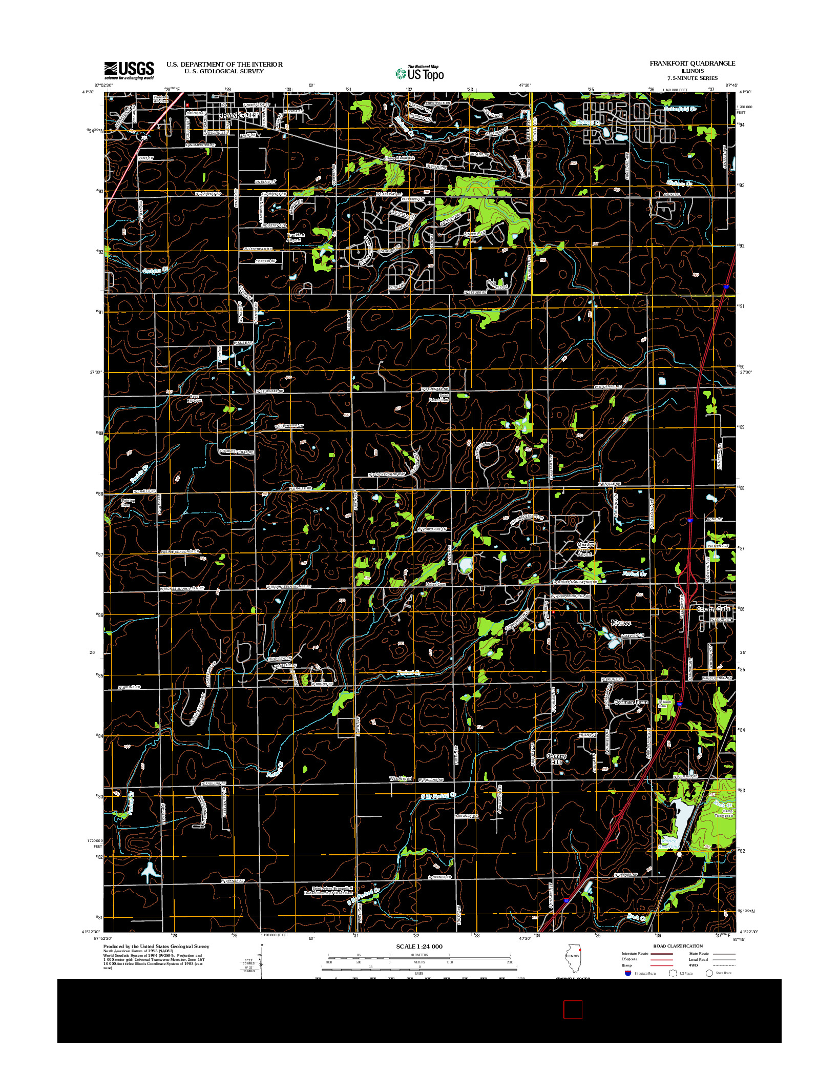 USGS US TOPO 7.5-MINUTE MAP FOR FRANKFORT, IL 2012