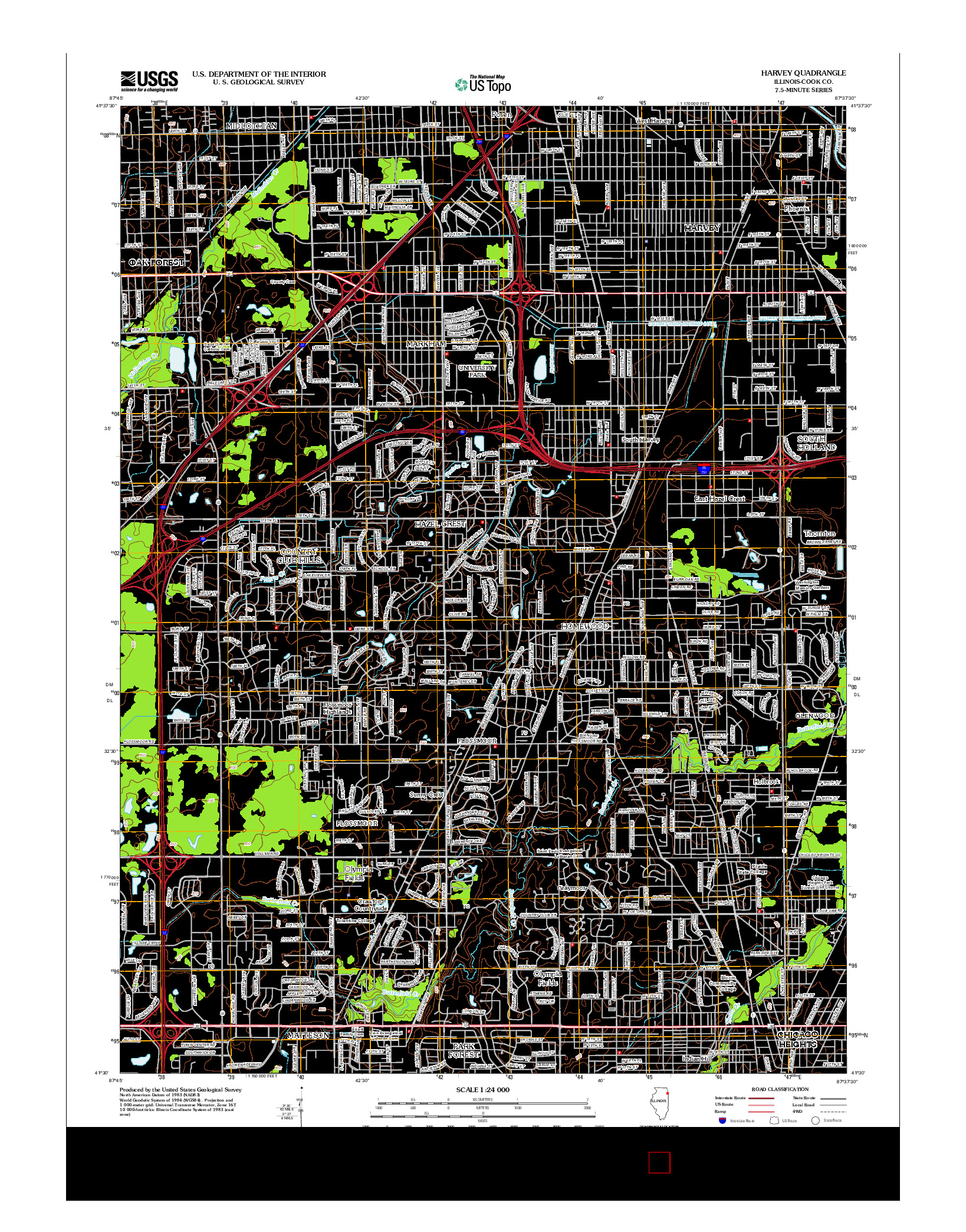 USGS US TOPO 7.5-MINUTE MAP FOR HARVEY, IL 2012