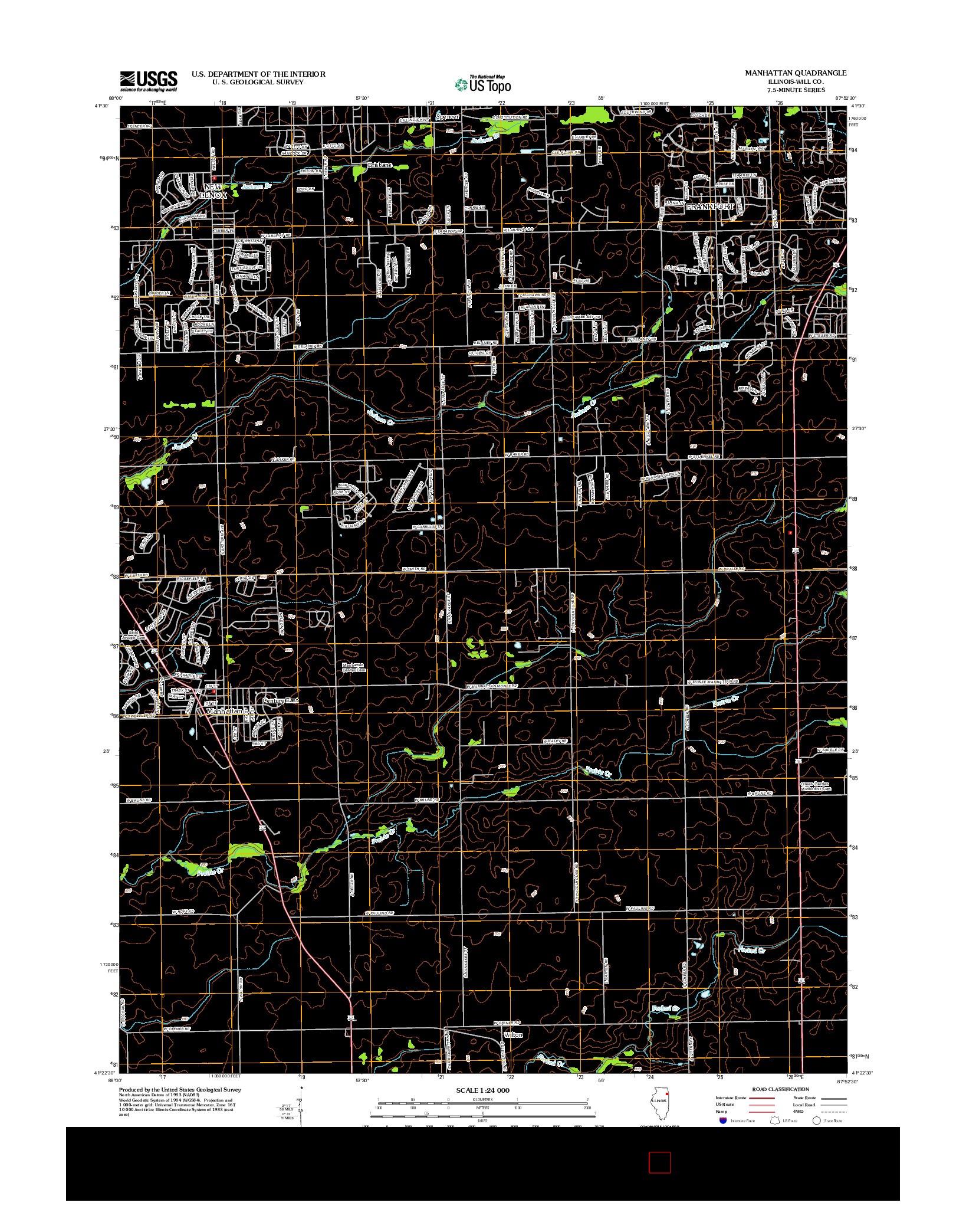 USGS US TOPO 7.5-MINUTE MAP FOR MANHATTAN, IL 2012