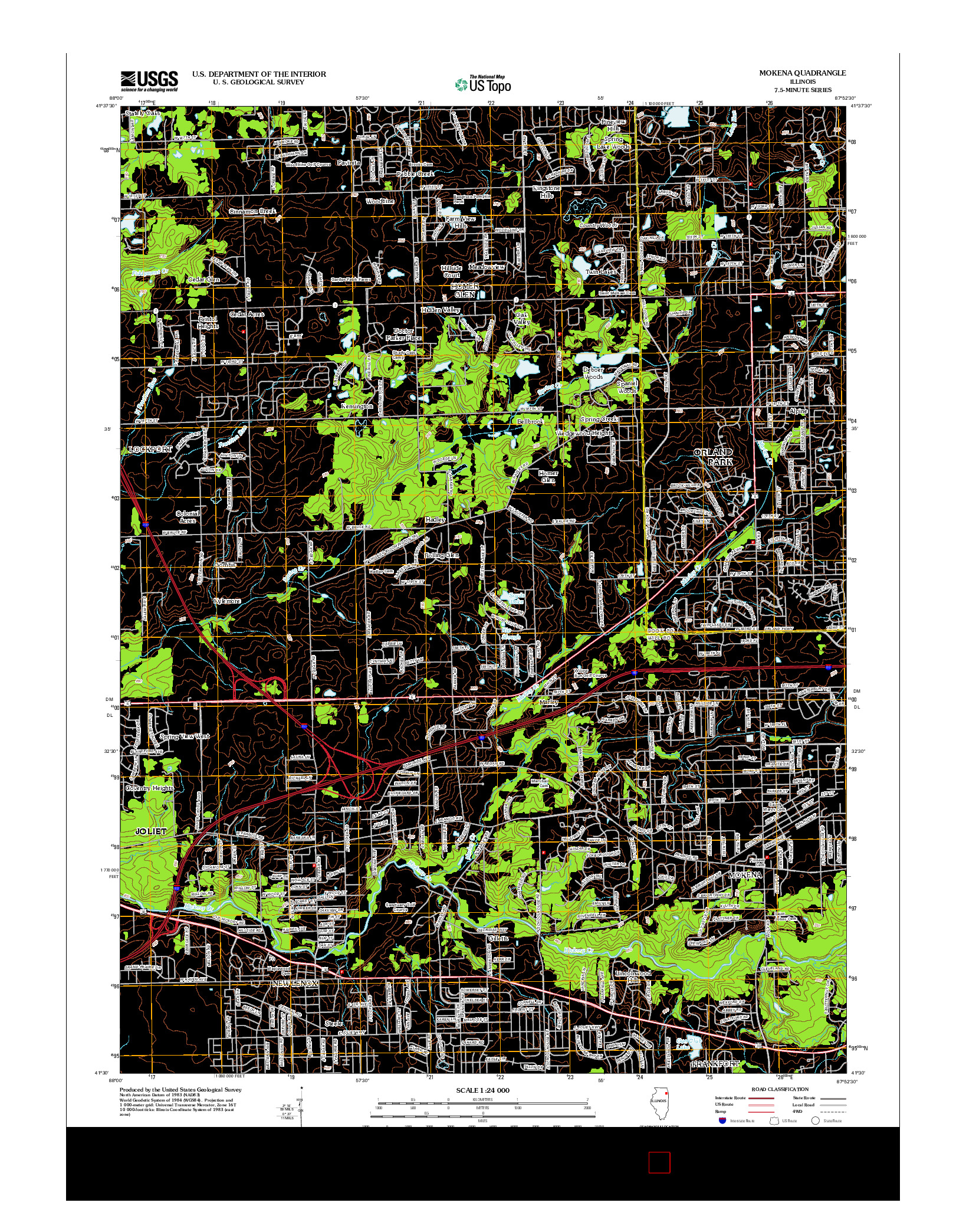 USGS US TOPO 7.5-MINUTE MAP FOR MOKENA, IL 2012