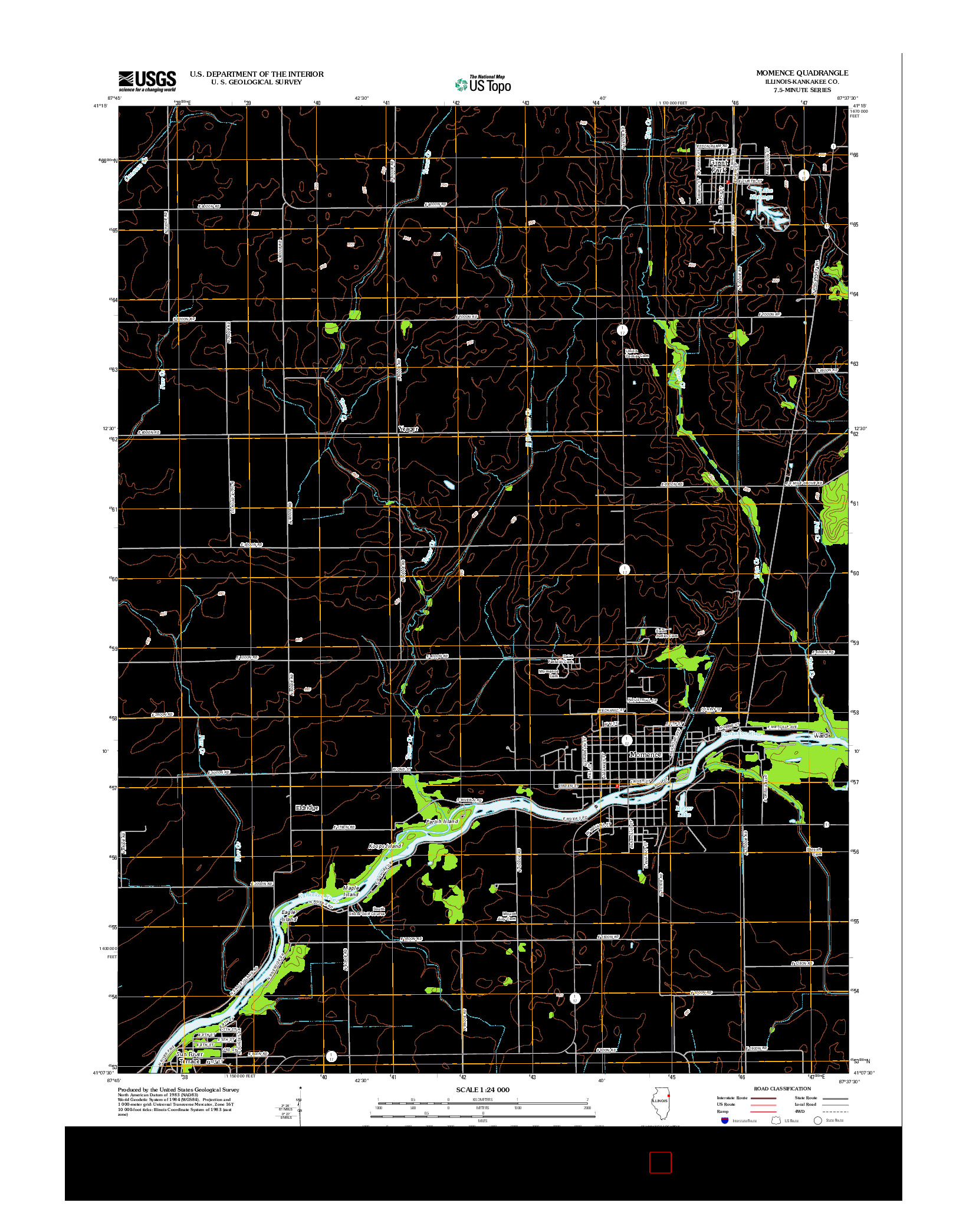 USGS US TOPO 7.5-MINUTE MAP FOR MOMENCE, IL 2012