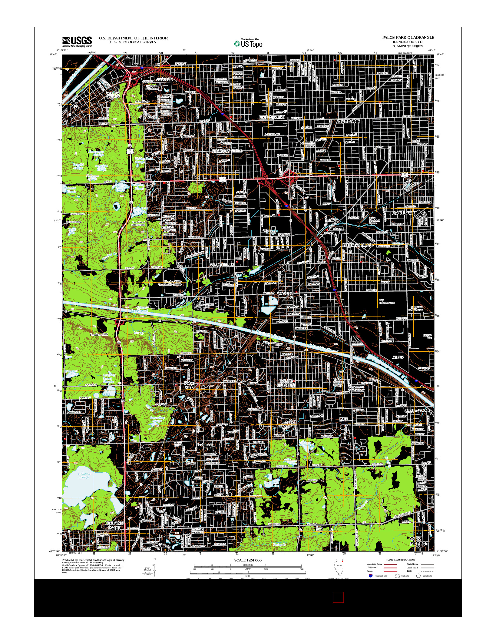 USGS US TOPO 7.5-MINUTE MAP FOR PALOS PARK, IL 2012