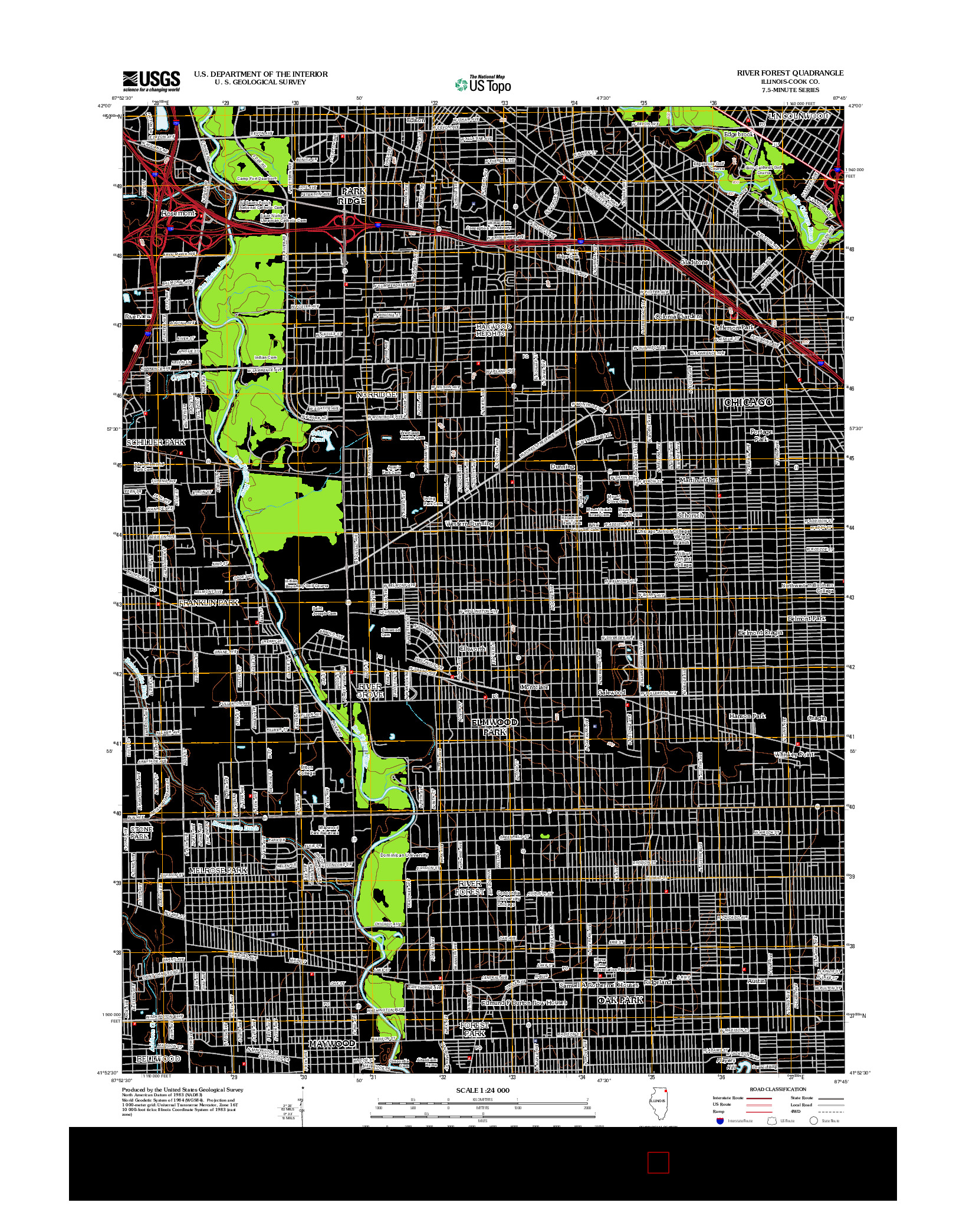 USGS US TOPO 7.5-MINUTE MAP FOR RIVER FOREST, IL 2012