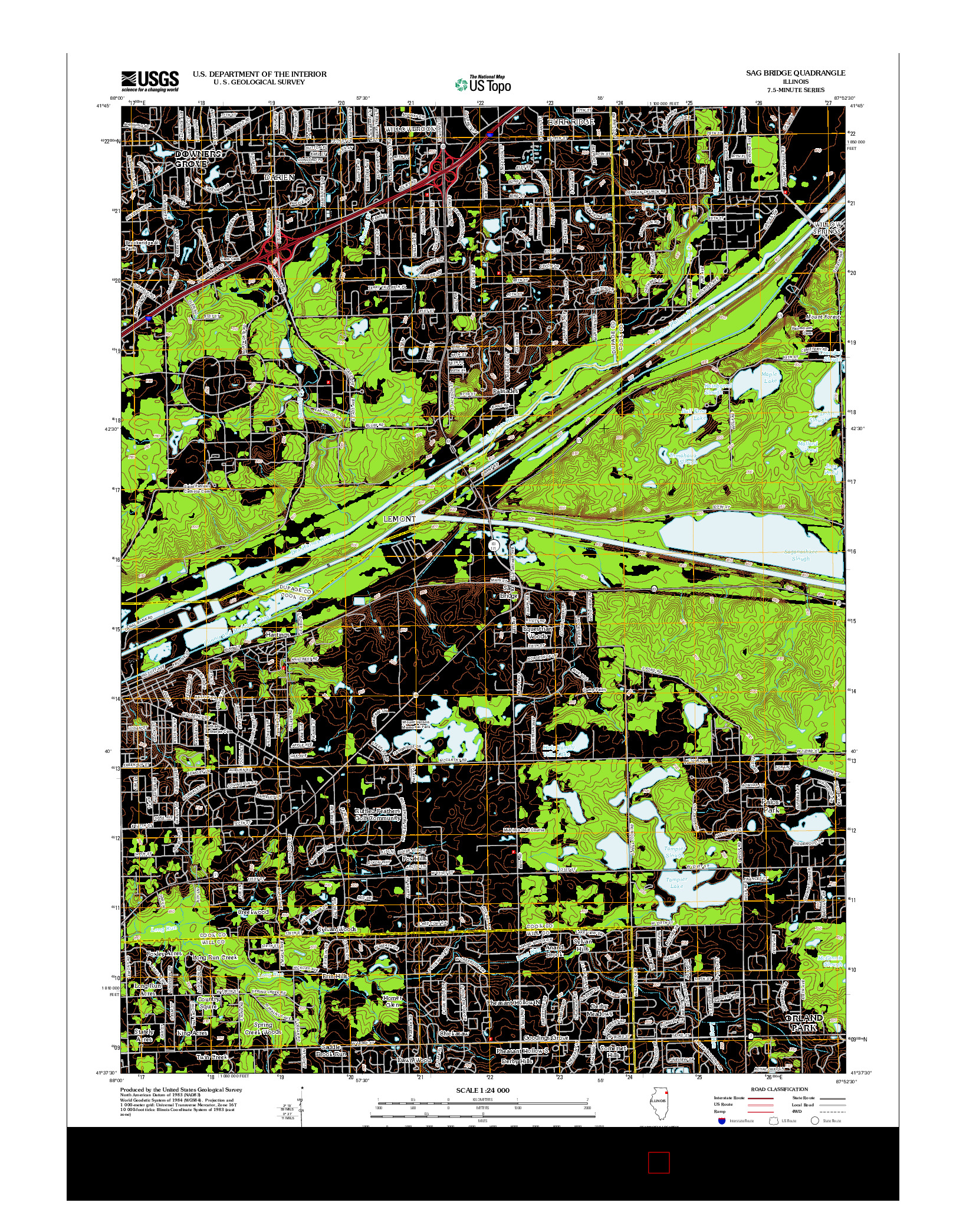 USGS US TOPO 7.5-MINUTE MAP FOR SAG BRIDGE, IL 2012