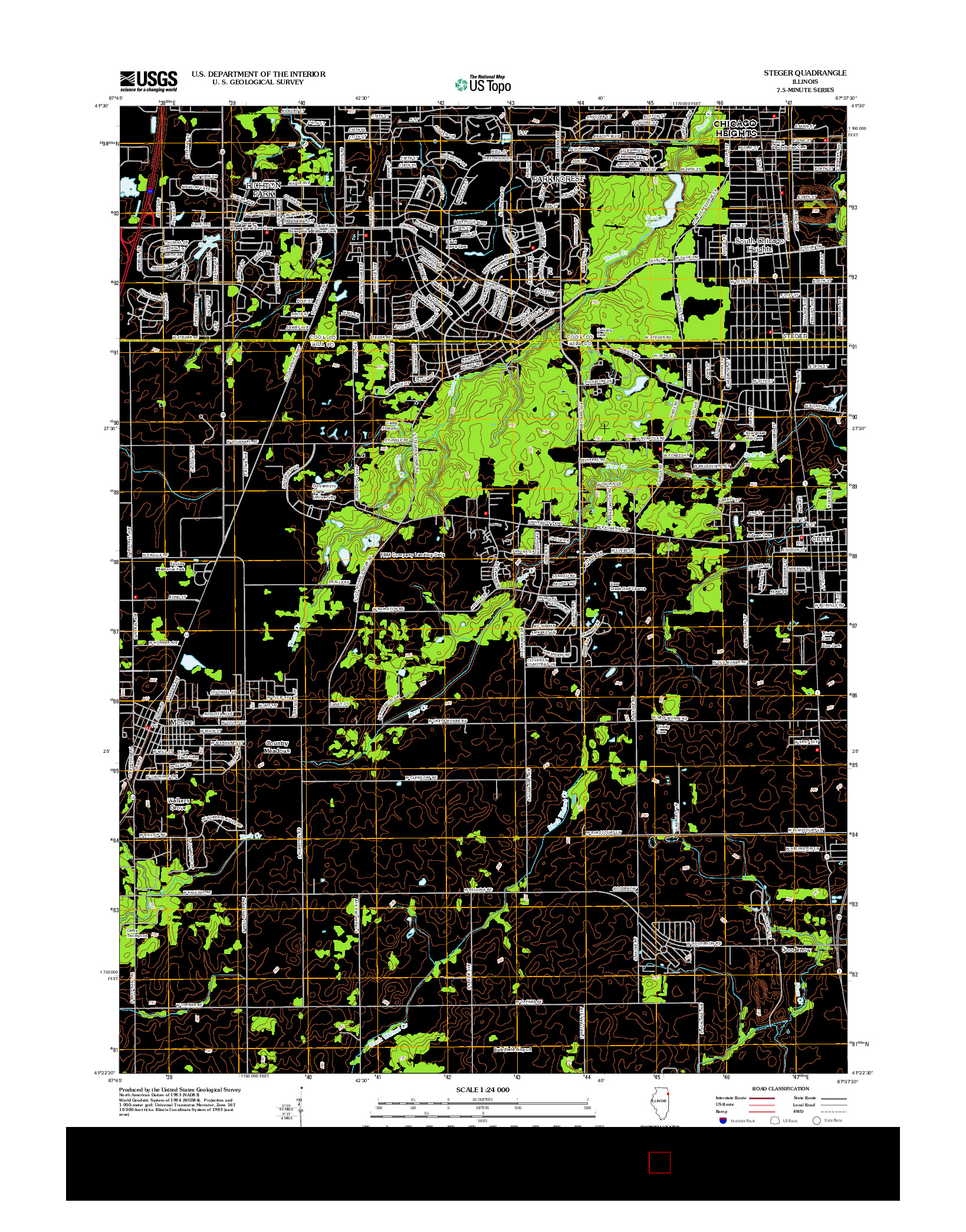 USGS US TOPO 7.5-MINUTE MAP FOR STEGER, IL 2012