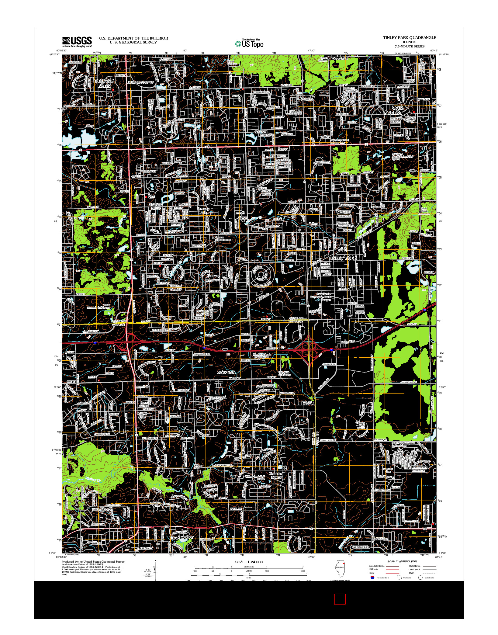 USGS US TOPO 7.5-MINUTE MAP FOR TINLEY PARK, IL 2012