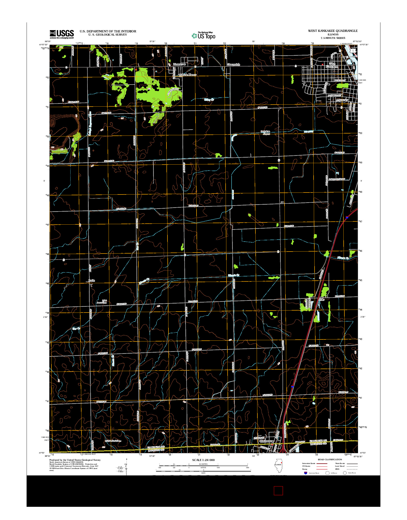 USGS US TOPO 7.5-MINUTE MAP FOR WEST KANKAKEE, IL 2012