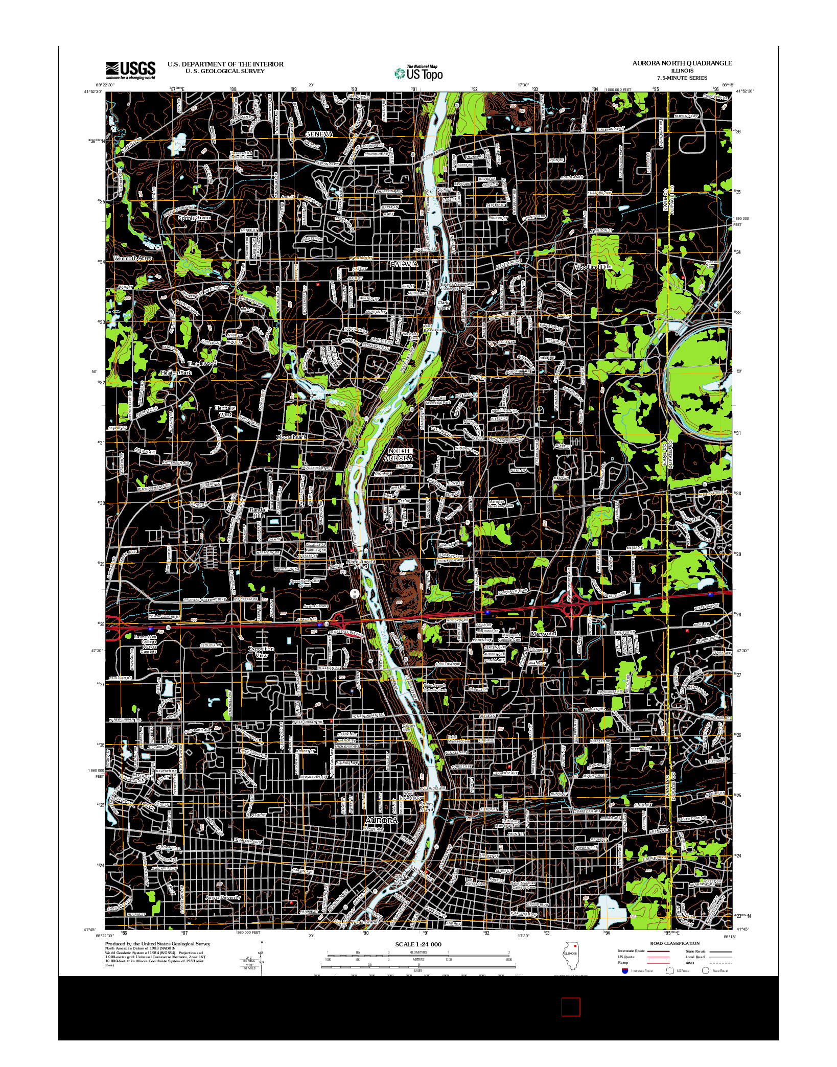 USGS US TOPO 7.5-MINUTE MAP FOR AURORA NORTH, IL 2012