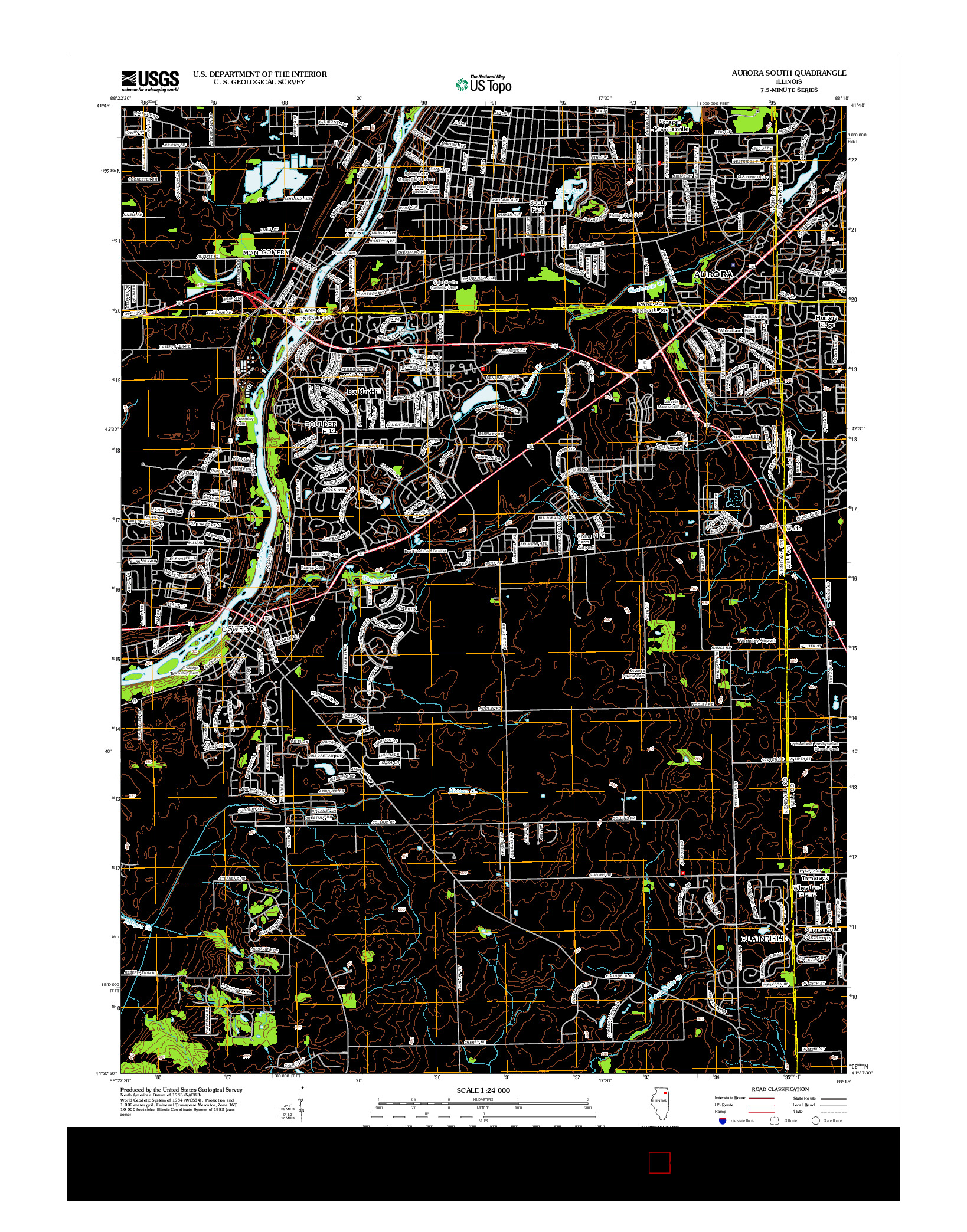 USGS US TOPO 7.5-MINUTE MAP FOR AURORA SOUTH, IL 2012