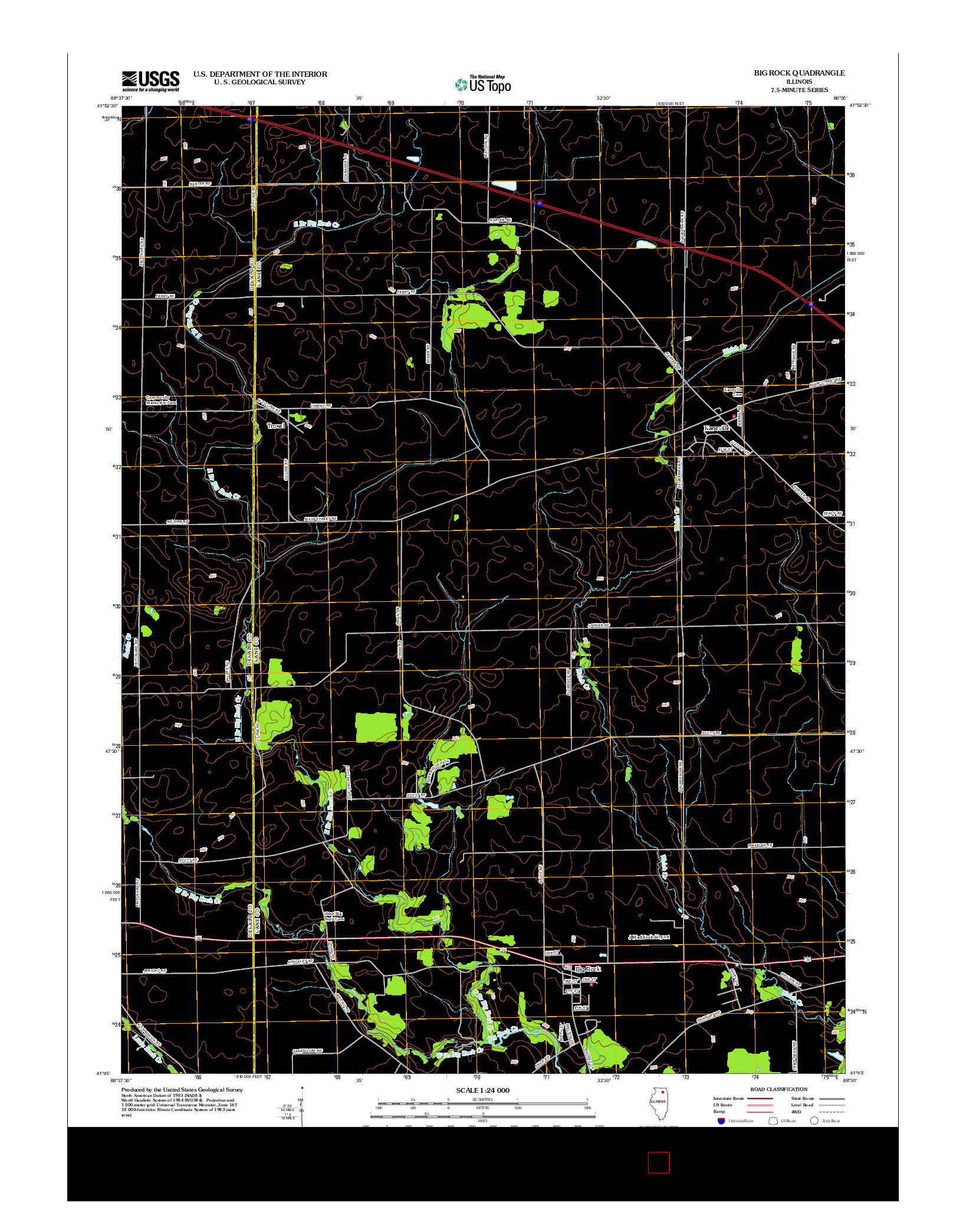 USGS US TOPO 7.5-MINUTE MAP FOR BIG ROCK, IL 2012