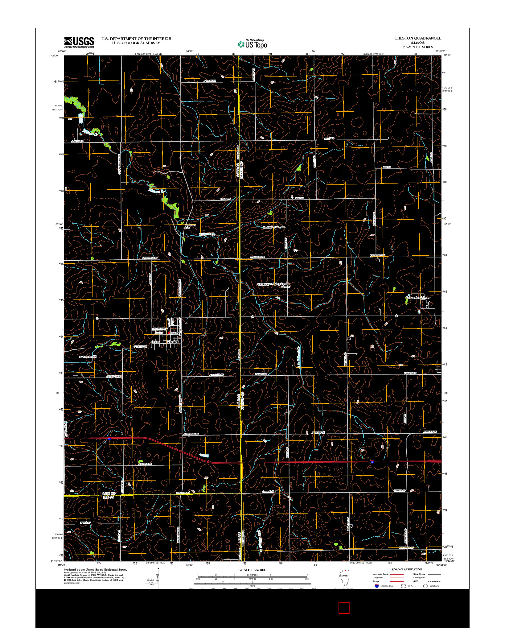 USGS US TOPO 7.5-MINUTE MAP FOR CRESTON, IL 2012
