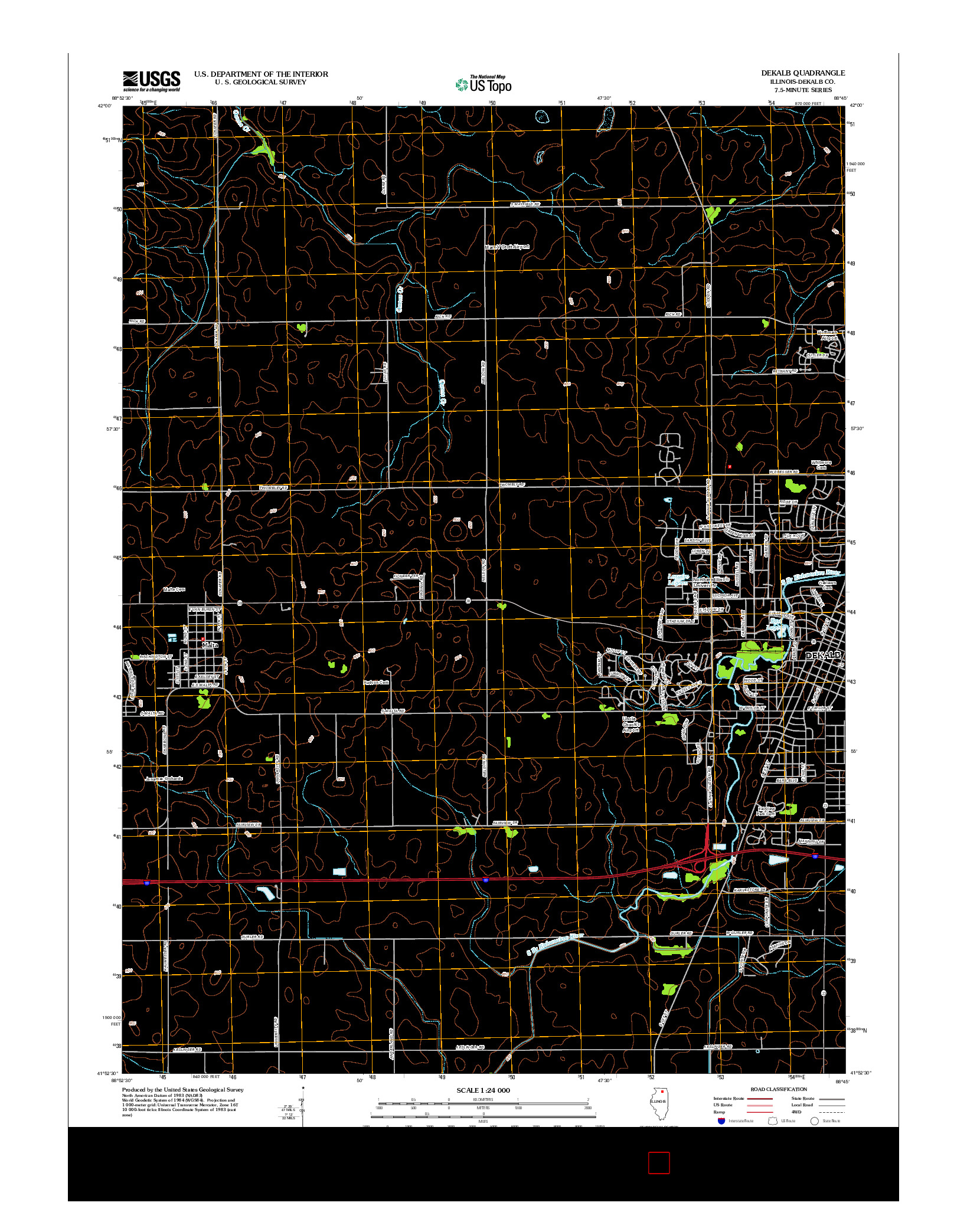 USGS US TOPO 7.5-MINUTE MAP FOR DEKALB, IL 2012