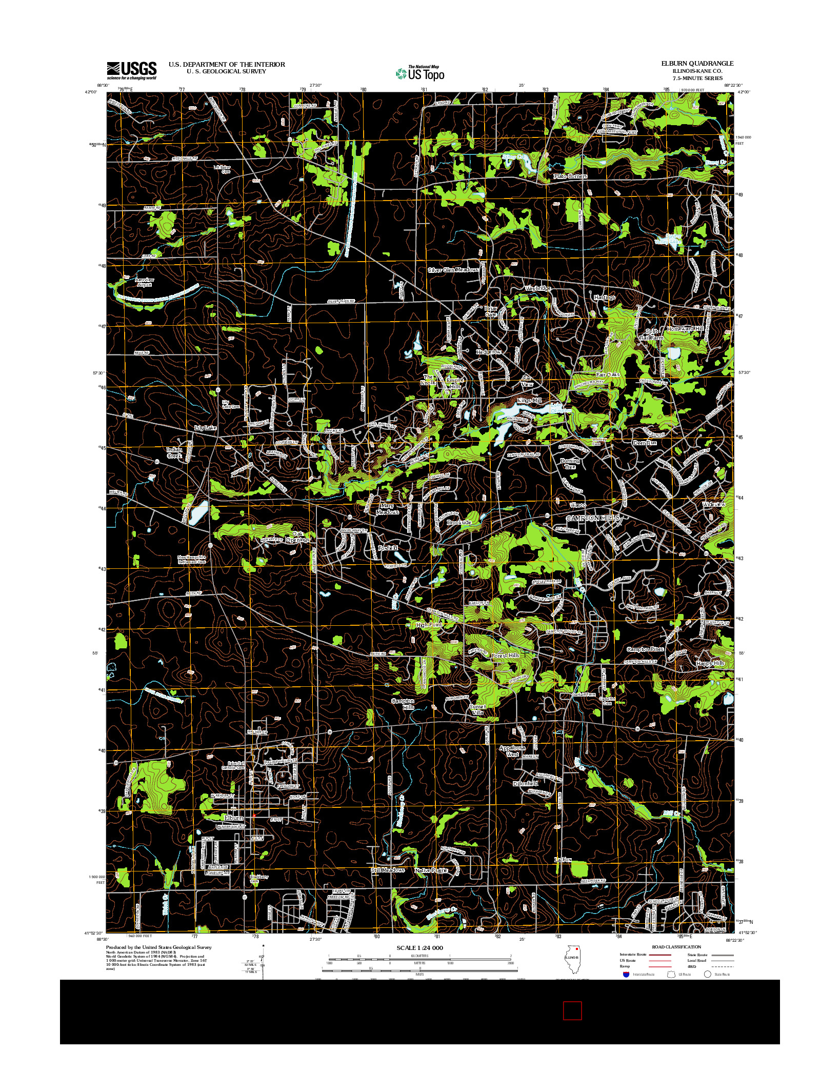 USGS US TOPO 7.5-MINUTE MAP FOR ELBURN, IL 2012