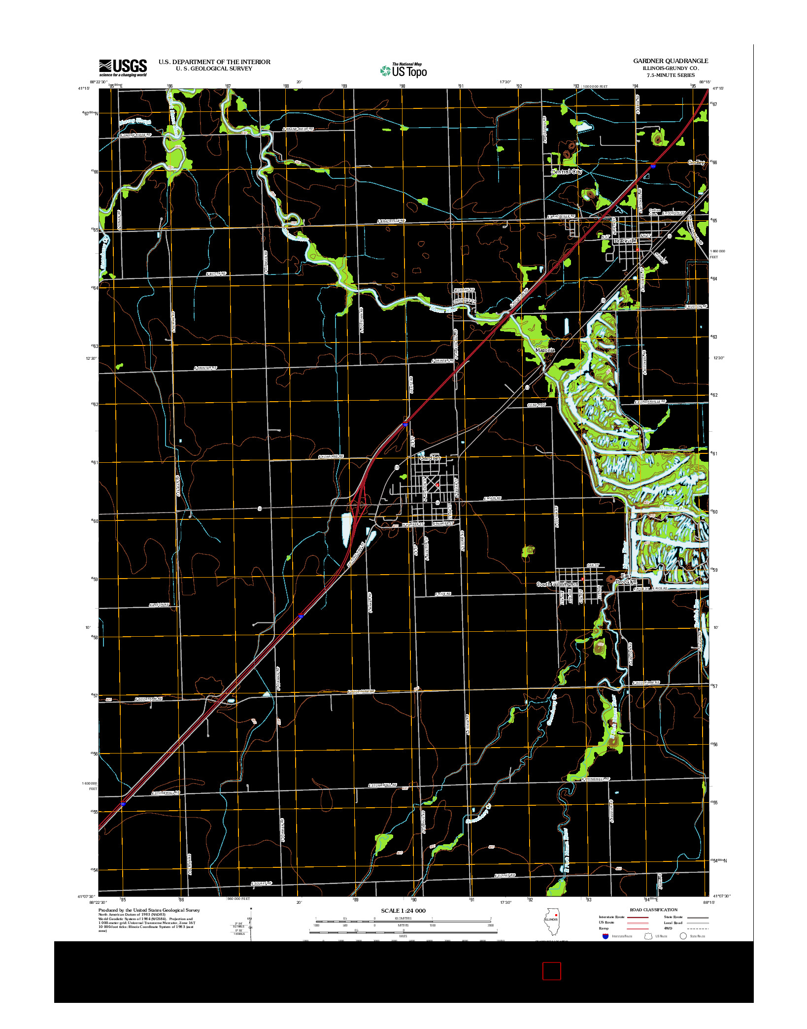 USGS US TOPO 7.5-MINUTE MAP FOR GARDNER, IL 2012