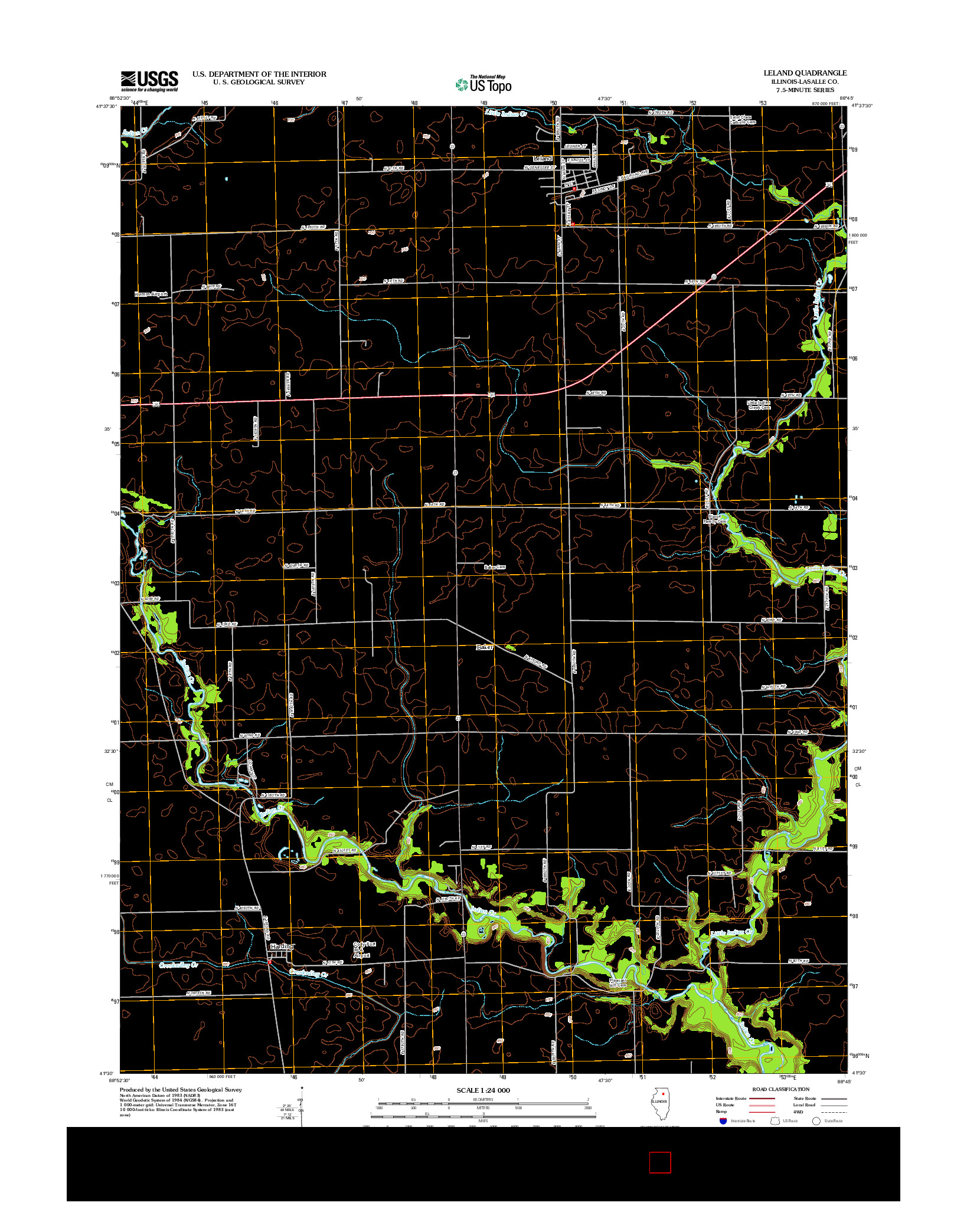 USGS US TOPO 7.5-MINUTE MAP FOR LELAND, IL 2012