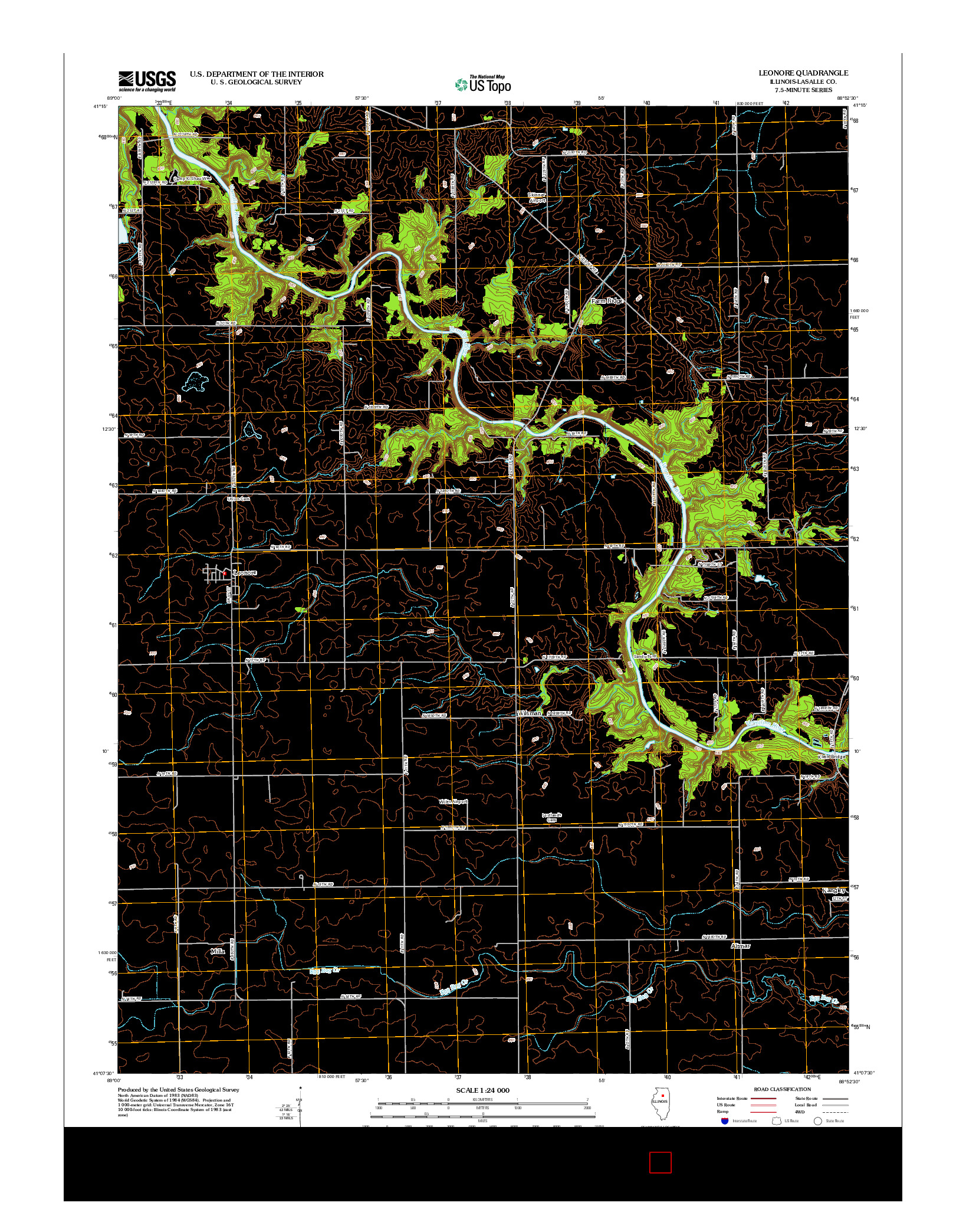 USGS US TOPO 7.5-MINUTE MAP FOR LEONORE, IL 2012